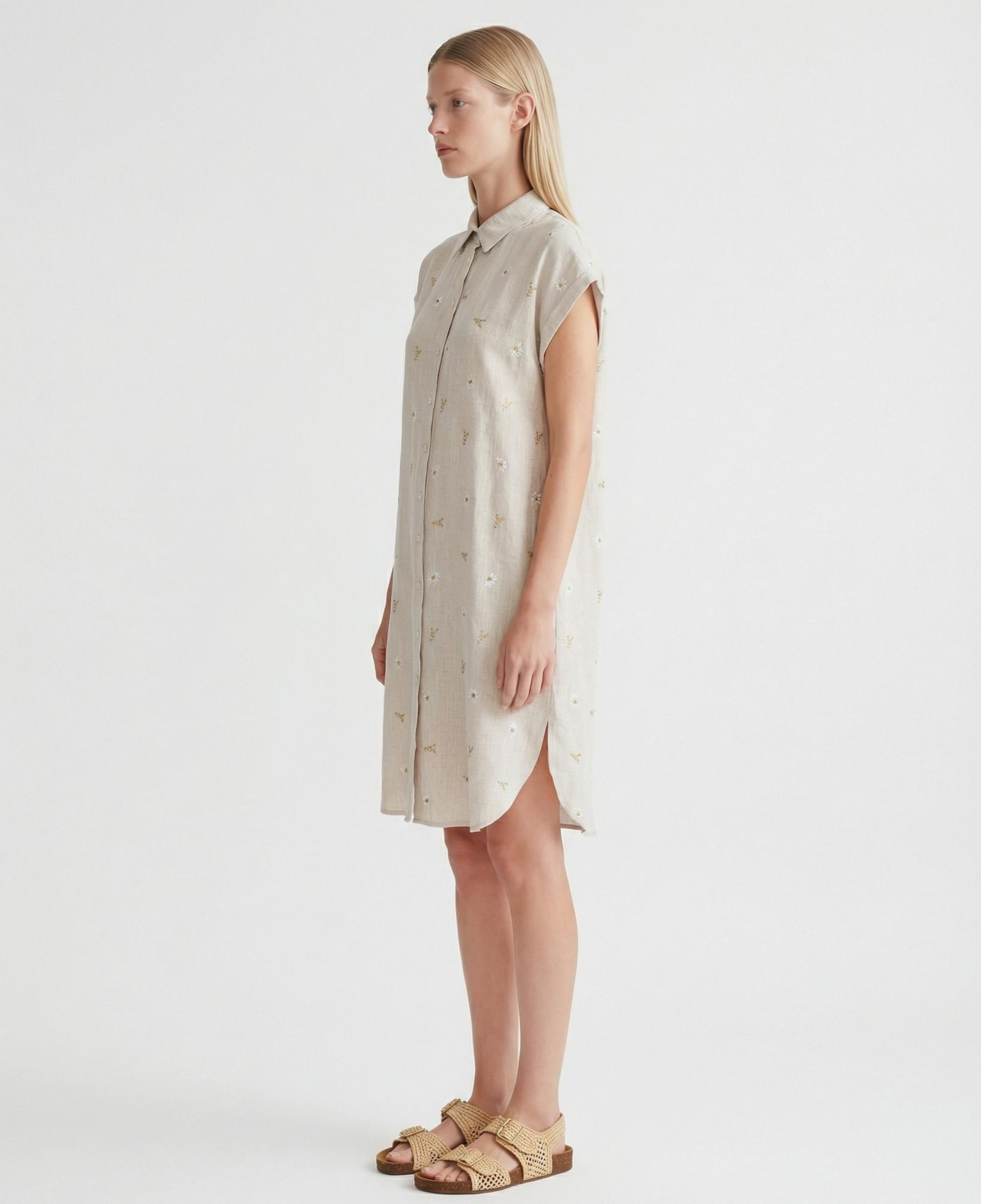 YARGICI Düz Gömlek Yaka Kısa Kol Elbise