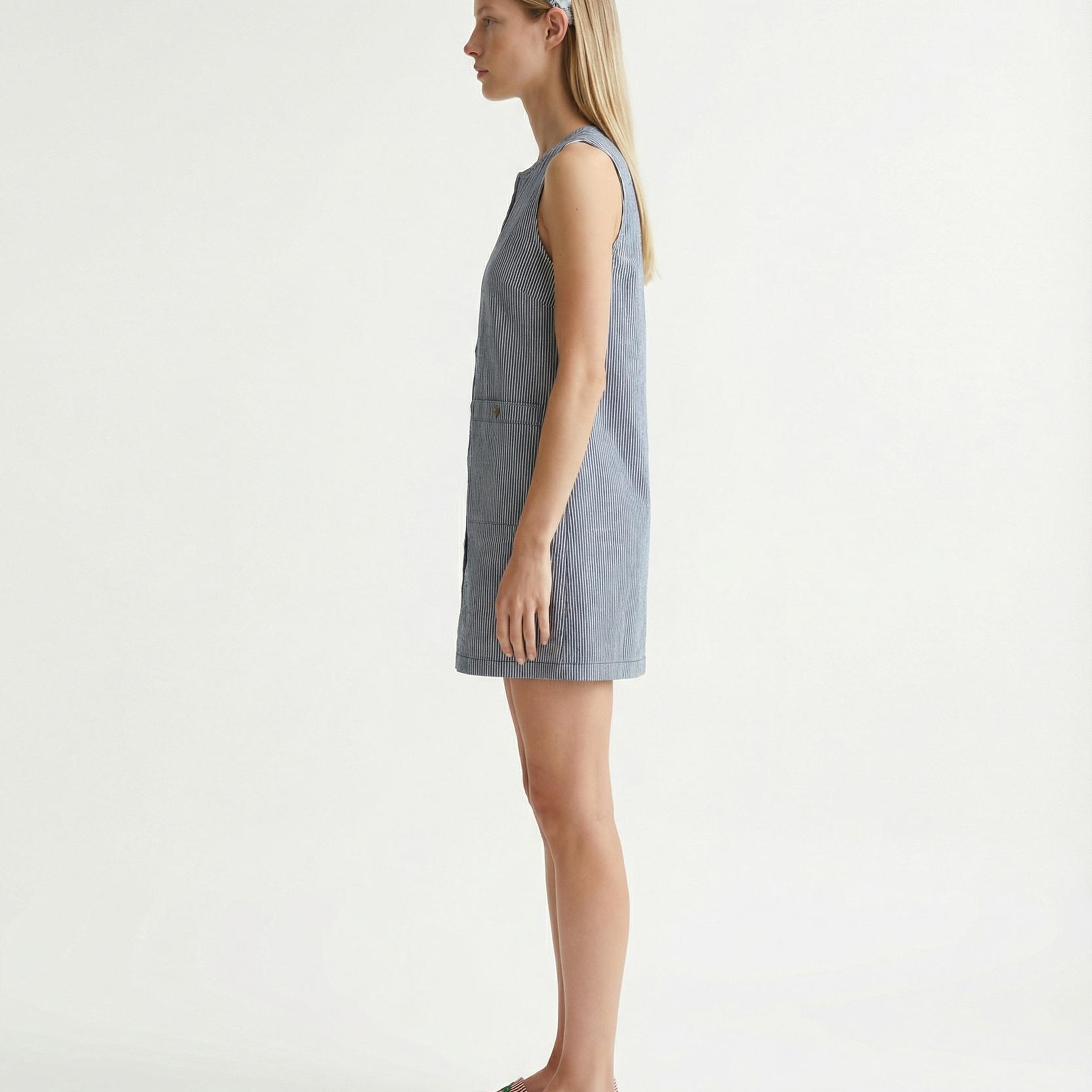 YARGICI Düz Bisiklet Yaka Kolsuz Elbise