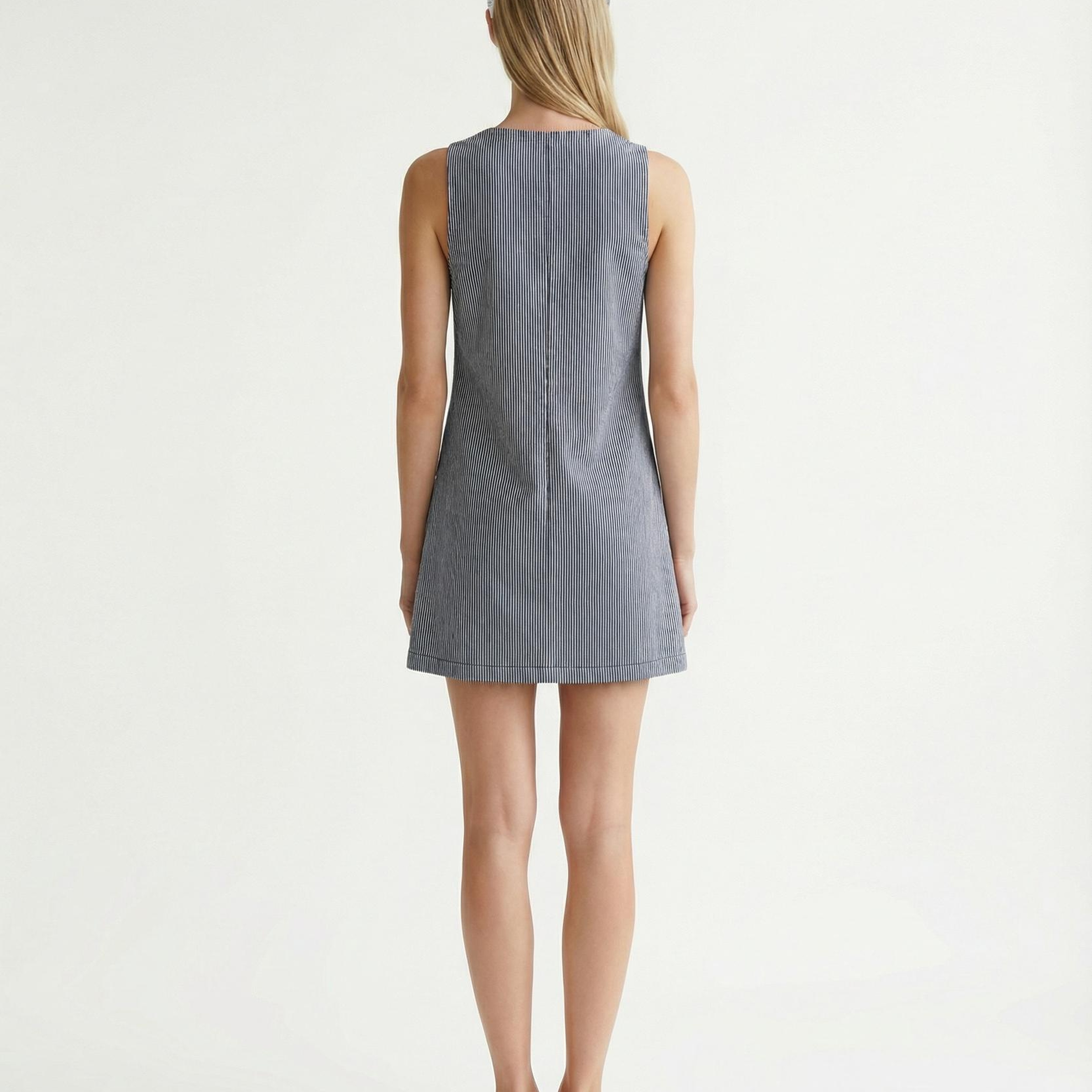 YARGICI Düz Bisiklet Yaka Kolsuz Elbise