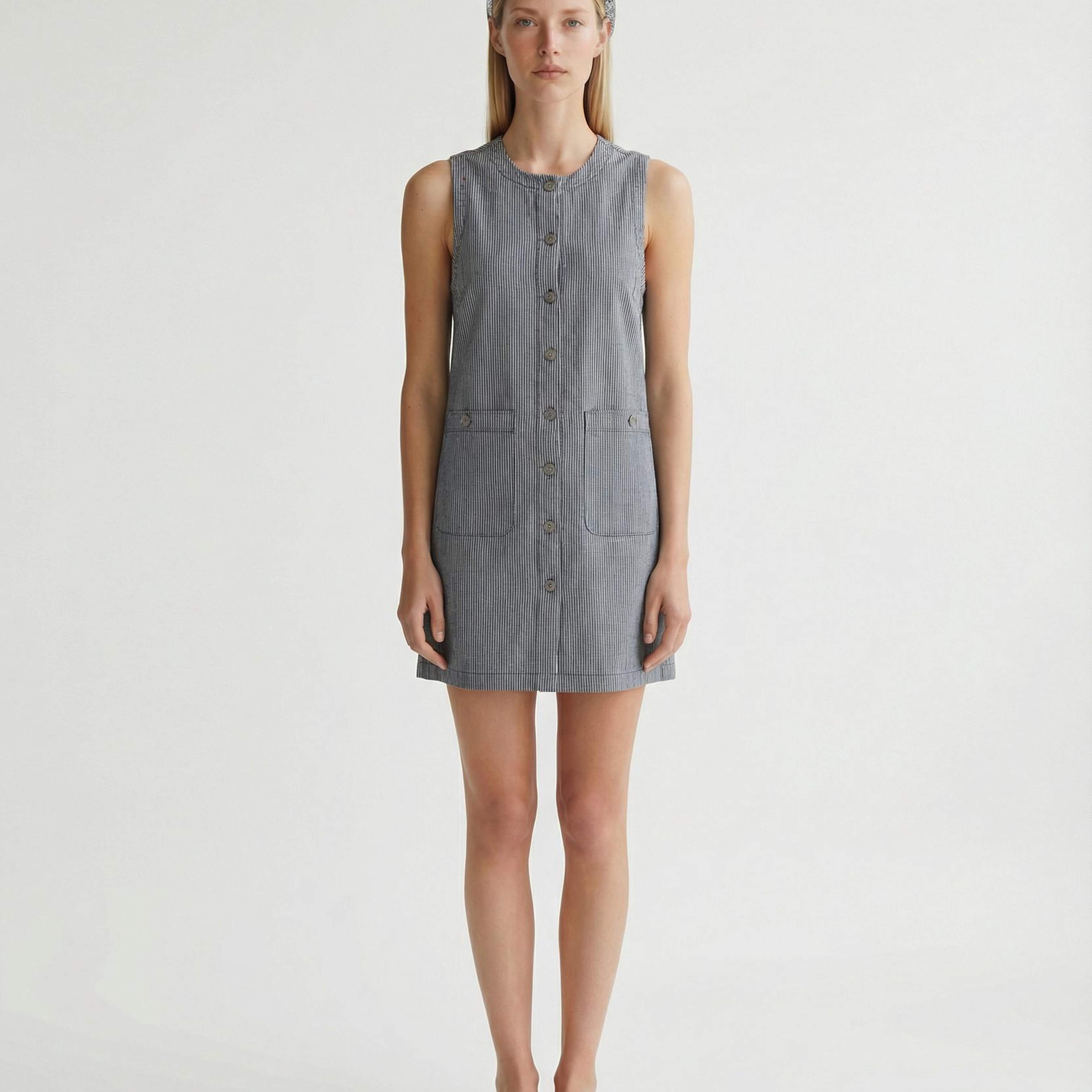 YARGICI Düz Bisiklet Yaka Kolsuz Elbise