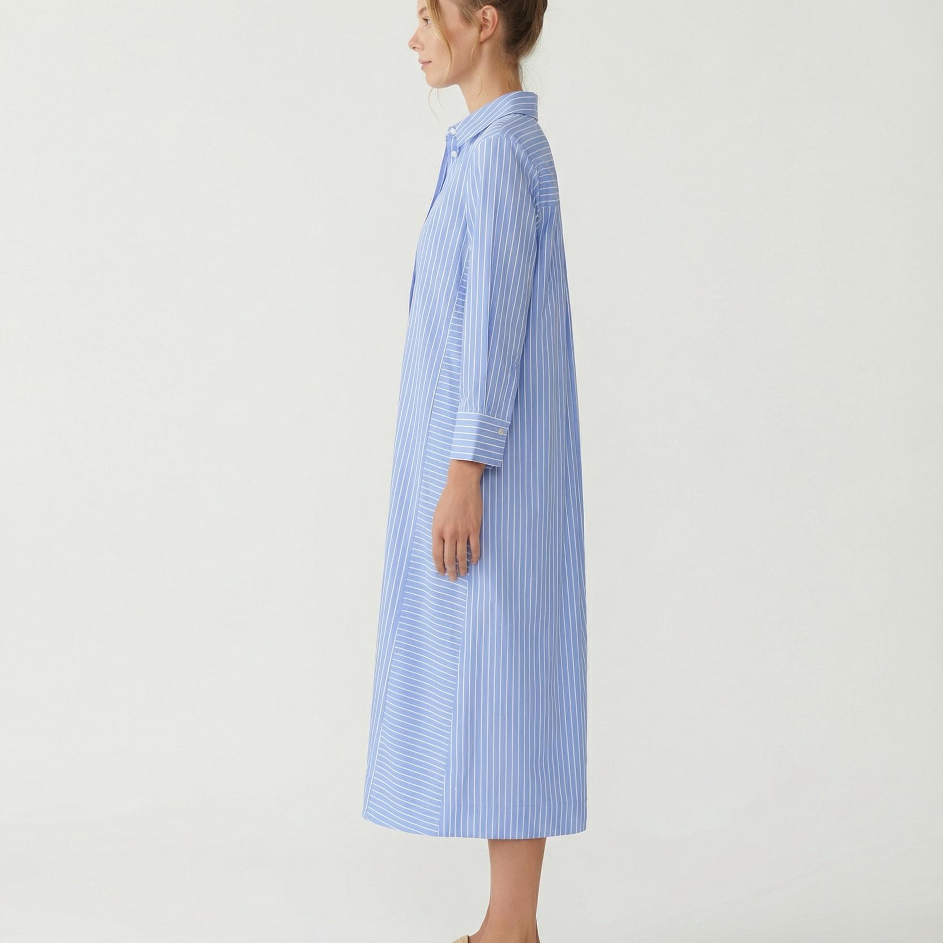 YARGICI Bol Gömlek Yaka Uzun Kol Elbise