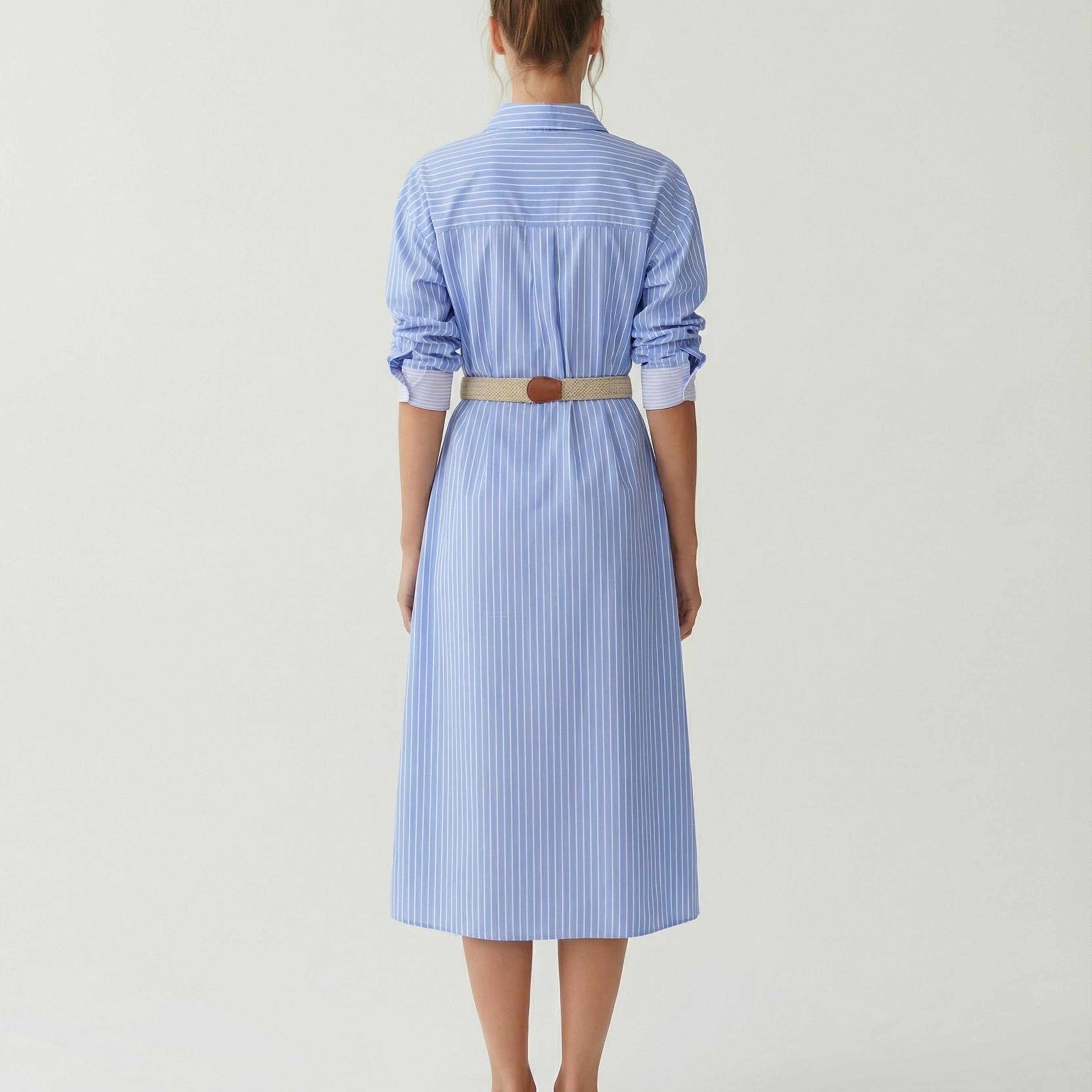 YARGICI Bol Gömlek Yaka Uzun Kol Elbise