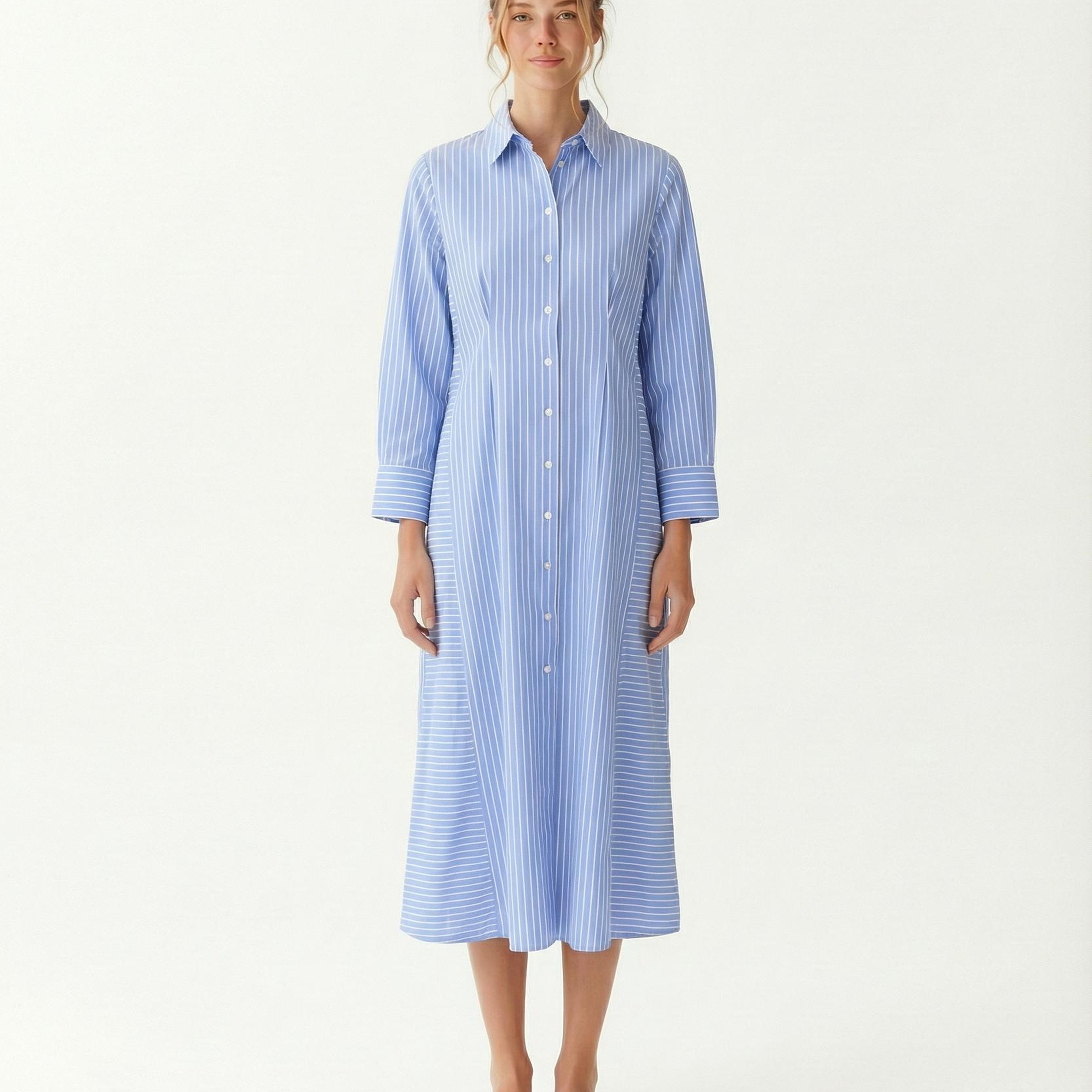 YARGICI Bol Gömlek Yaka Uzun Kol Elbise