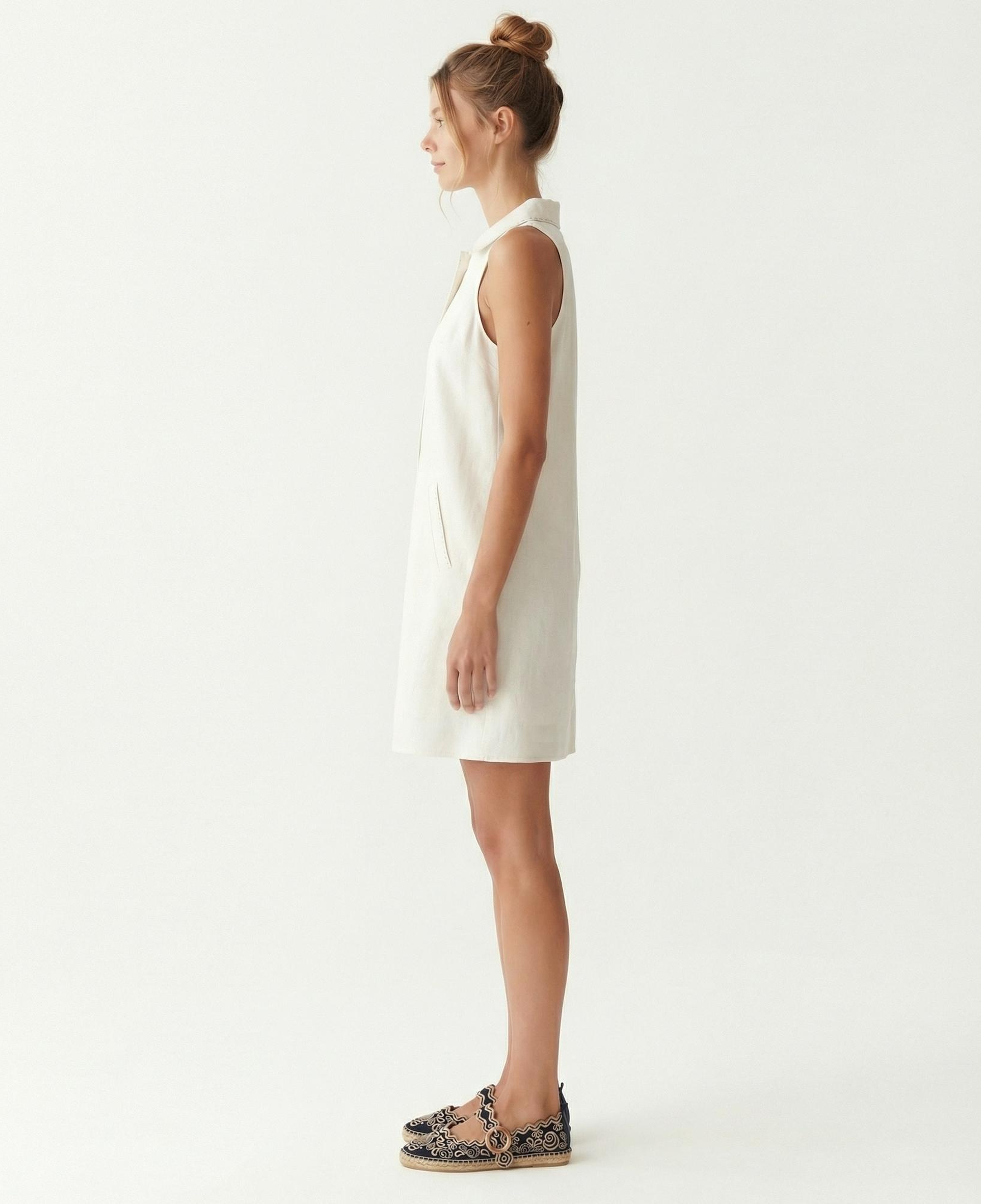 YARGICI Düz Gömlek Yaka Kolsuz Elbise