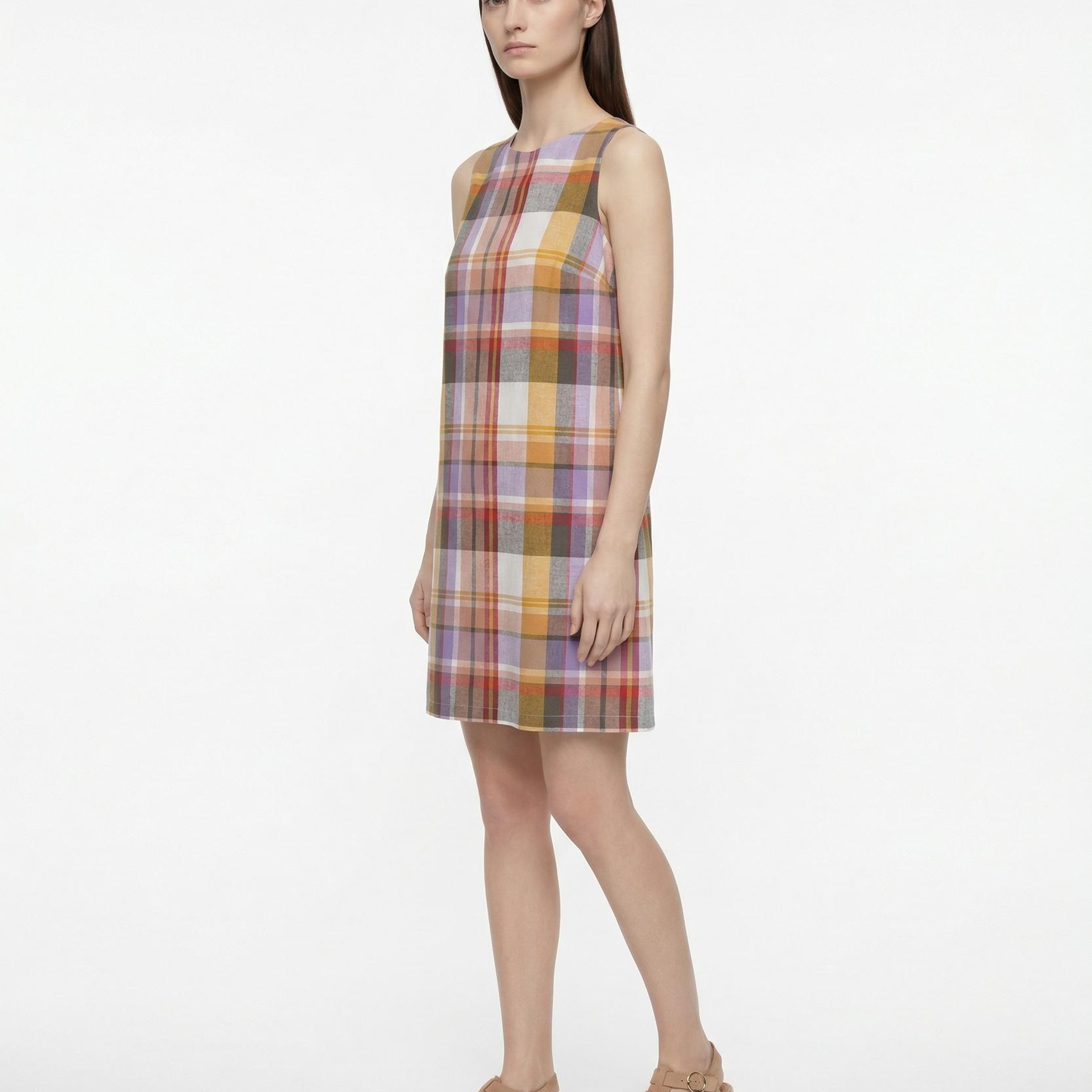 YARGICI A Form Bisiklet Yaka Kolsuz Elbise