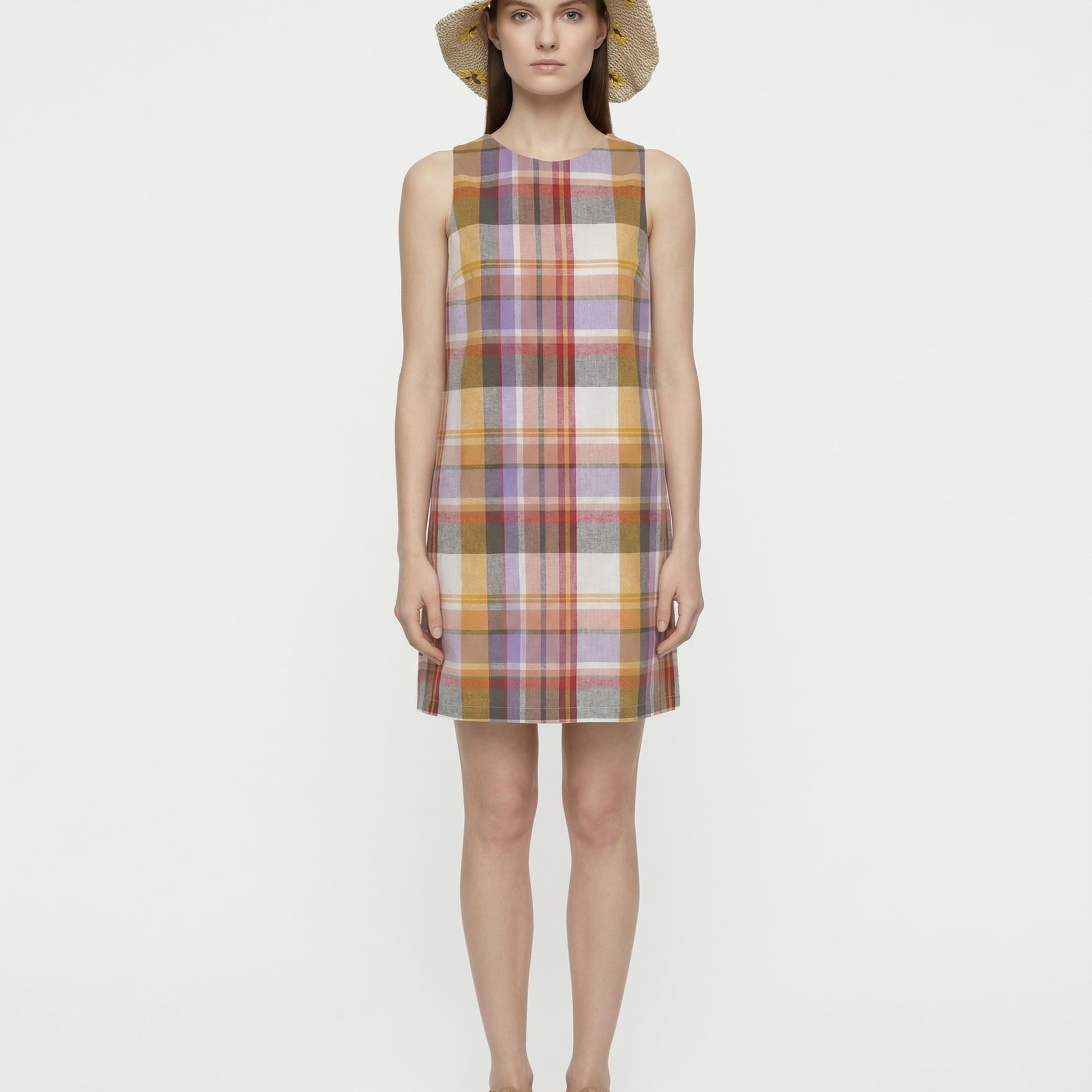 YARGICI A Form Bisiklet Yaka Kolsuz Elbise