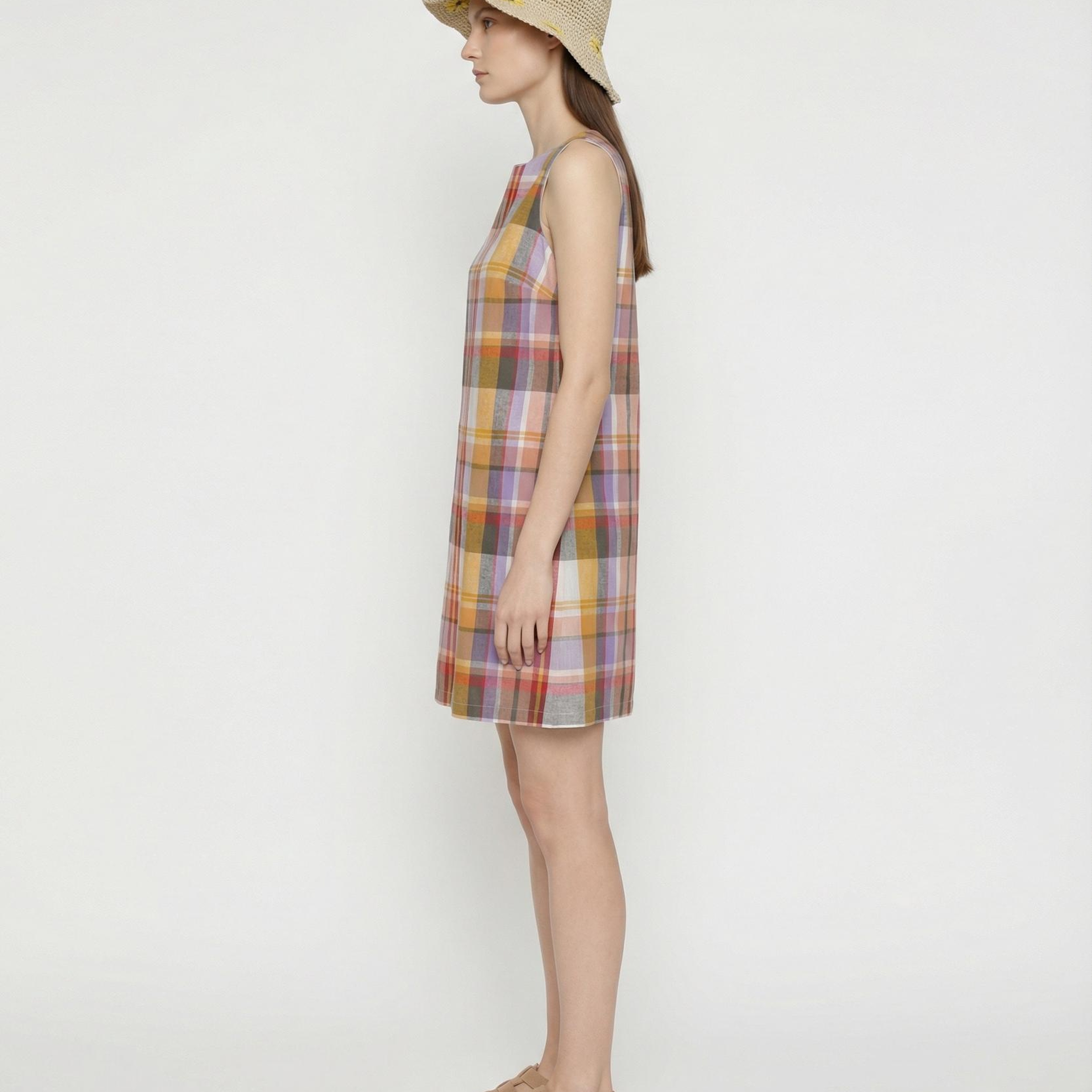 YARGICI A Form Bisiklet Yaka Kolsuz Elbise