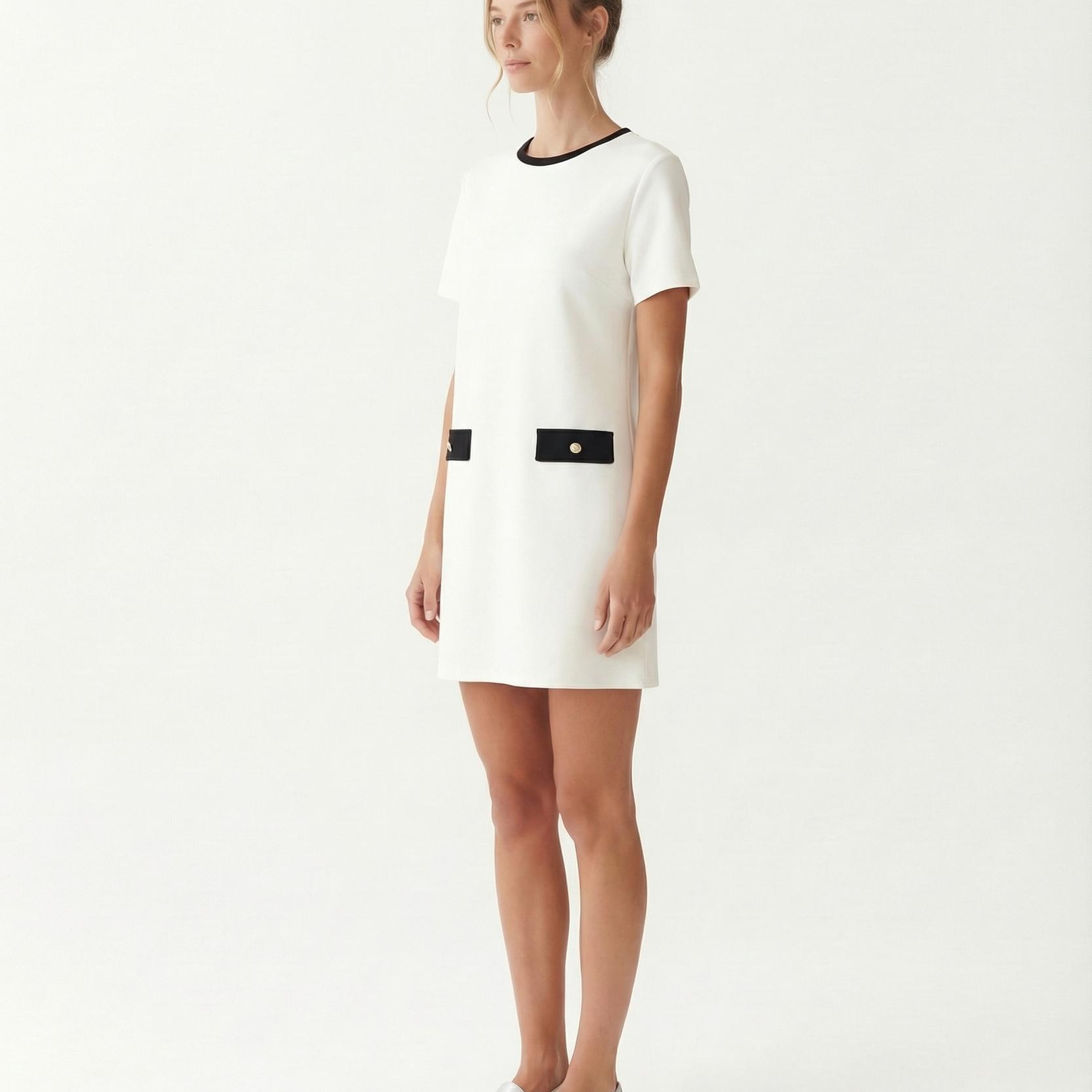 YARGICI Düz Bisiklet Yaka Kolsuz Elbise