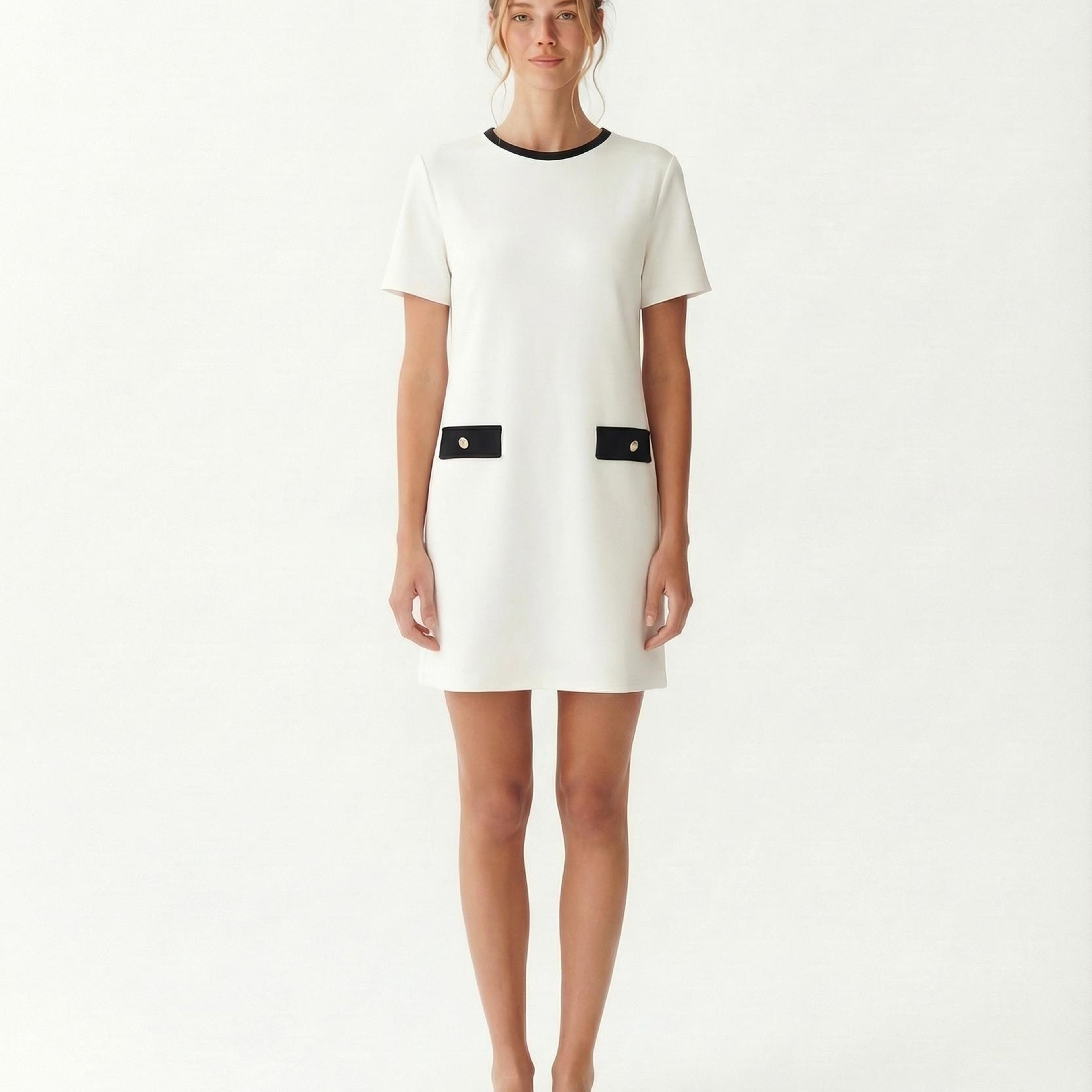 YARGICI Düz Bisiklet Yaka Kolsuz Elbise