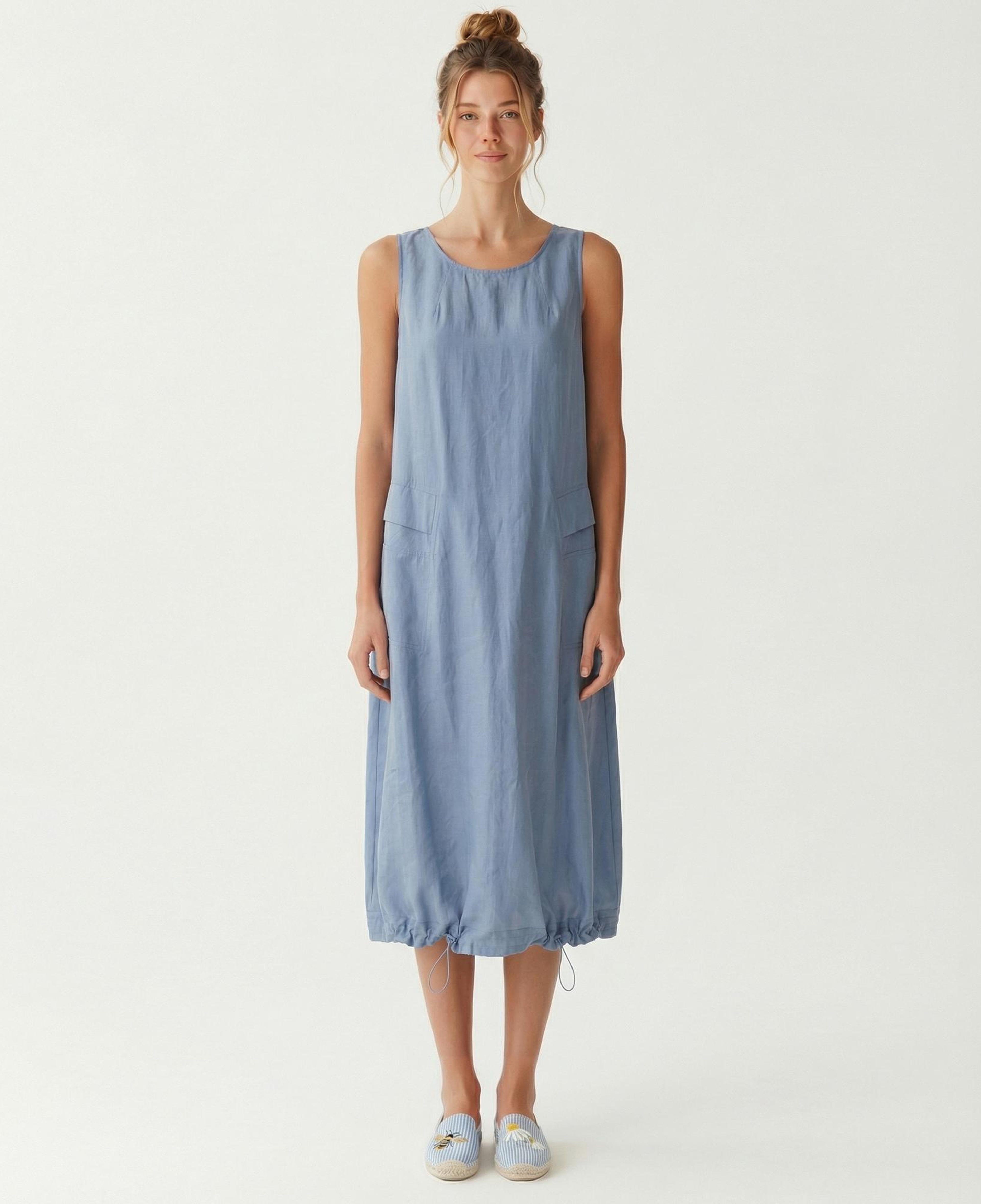 YARGICI Bol Bisiklet Yaka Kolsuz Elbise