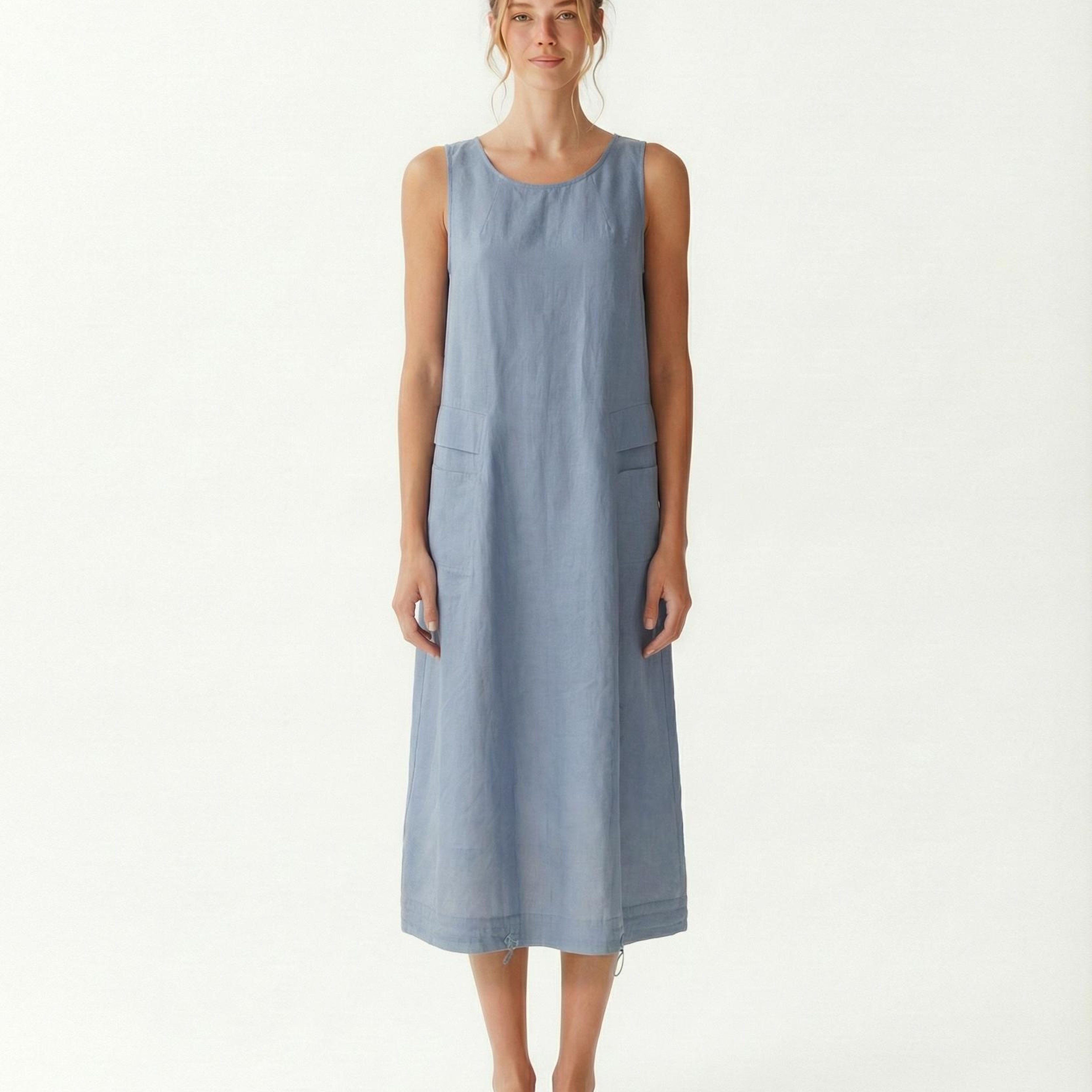 YARGICI Bol Bisiklet Yaka Kolsuz Elbise