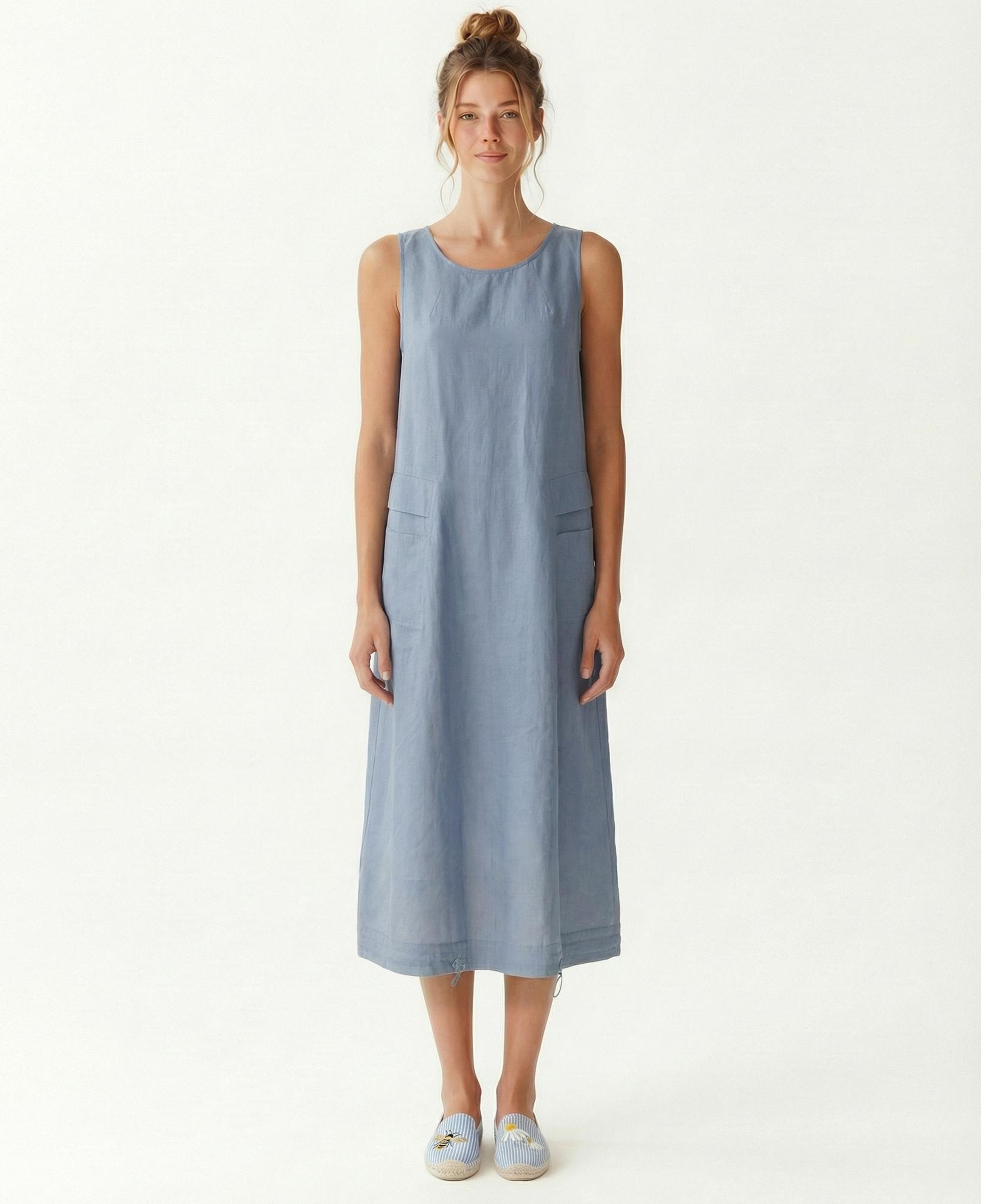 YARGICI Bol Bisiklet Yaka Kolsuz Elbise