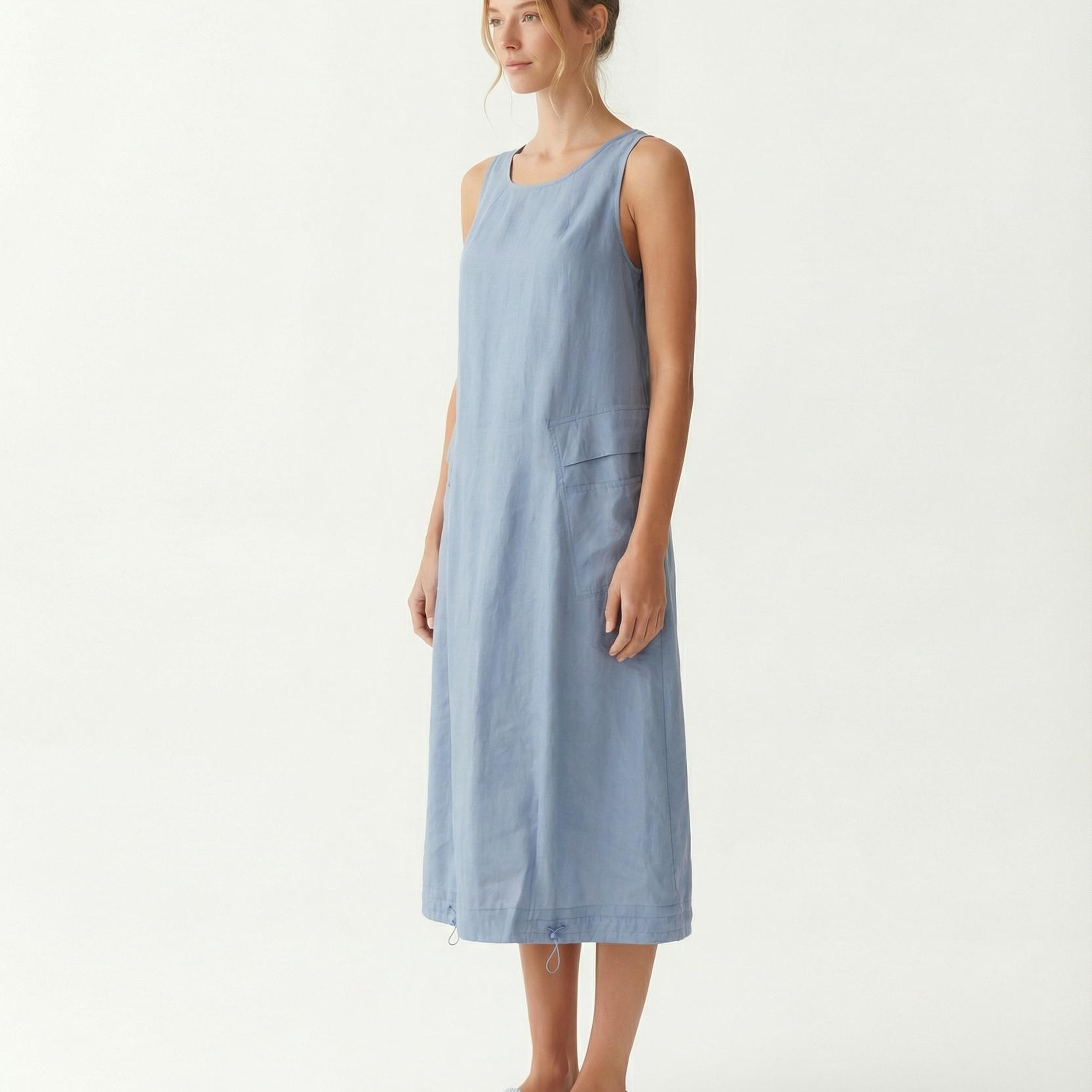 YARGICI Bol Bisiklet Yaka Kolsuz Elbise