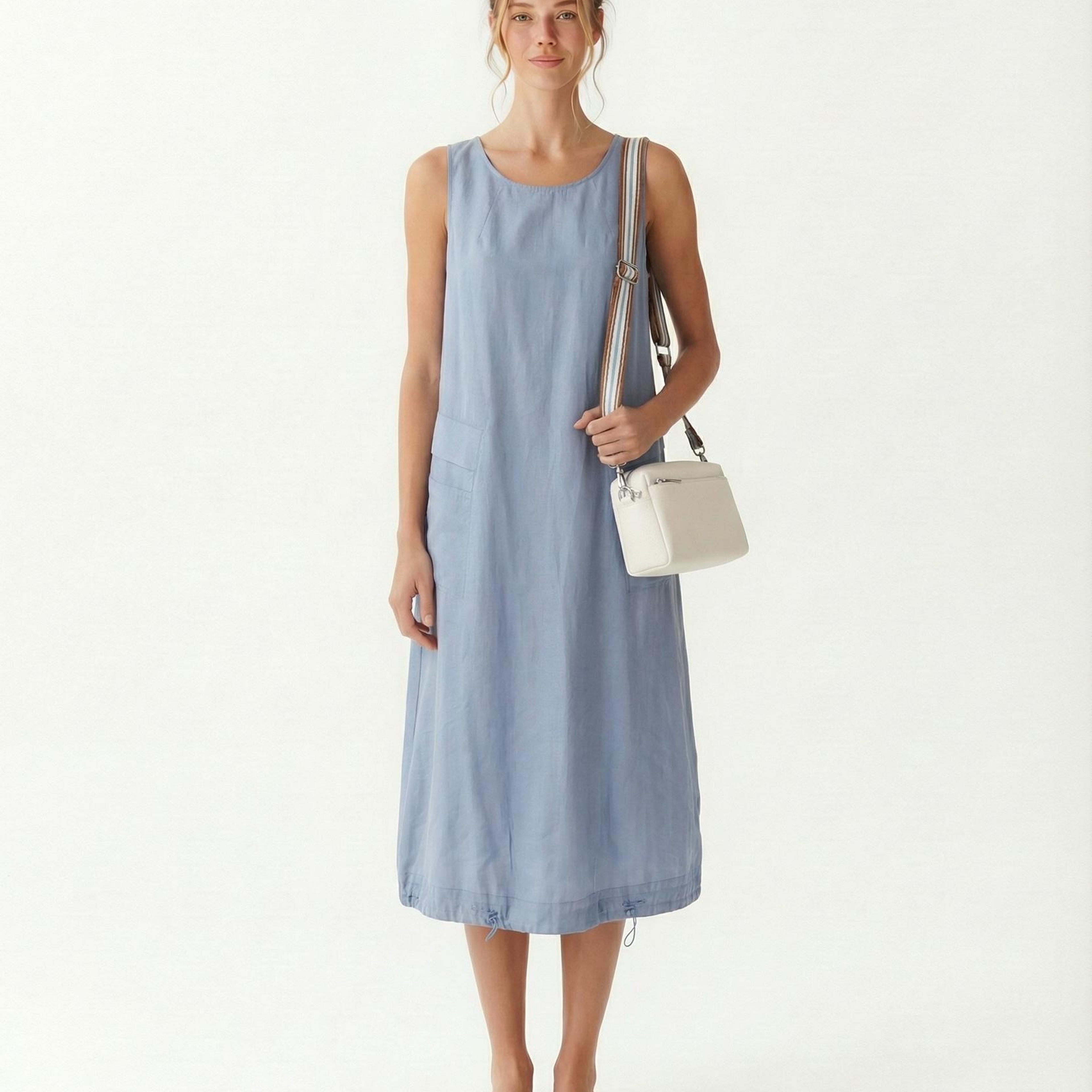 YARGICI Bol Bisiklet Yaka Kolsuz Elbise