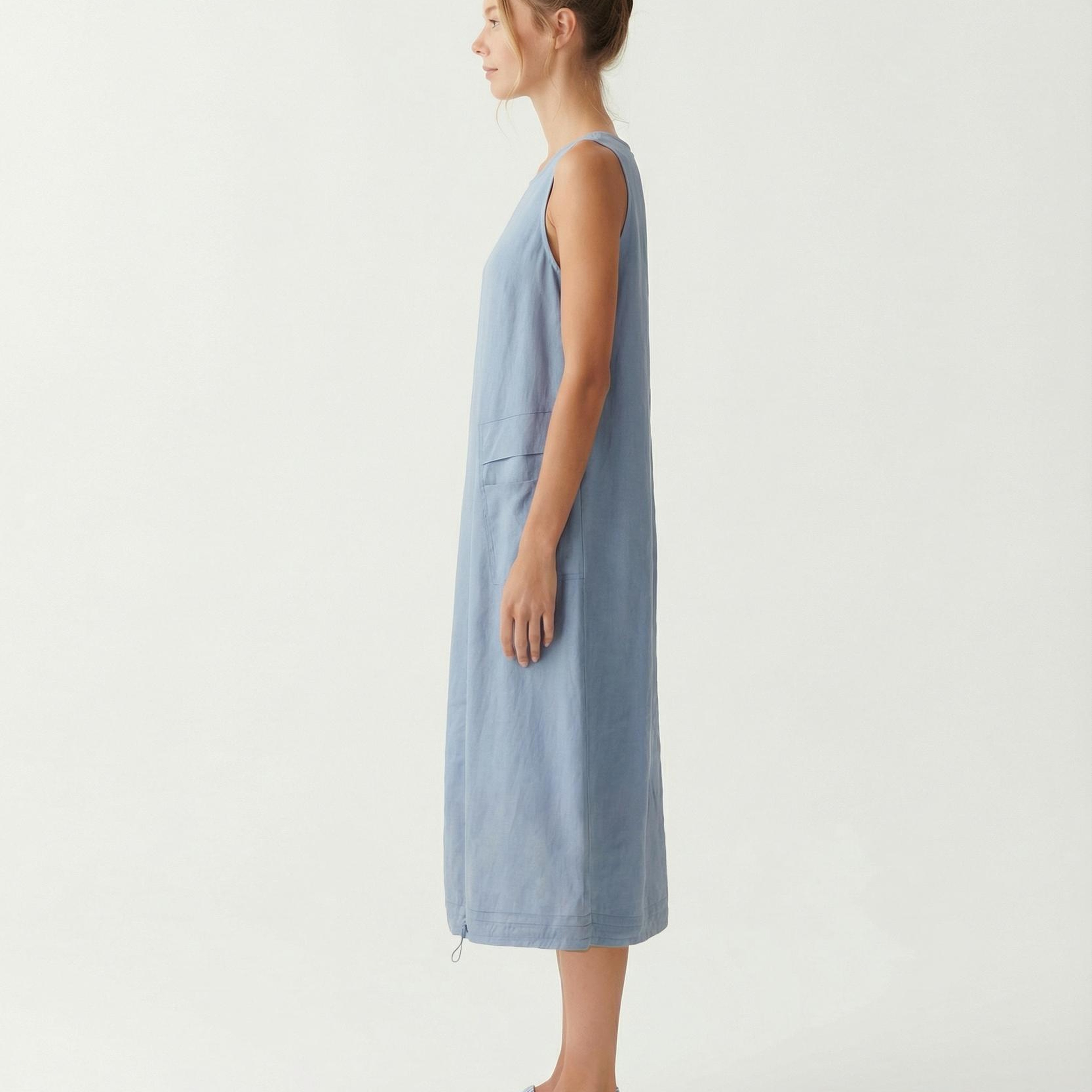 YARGICI Bol Bisiklet Yaka Kolsuz Elbise