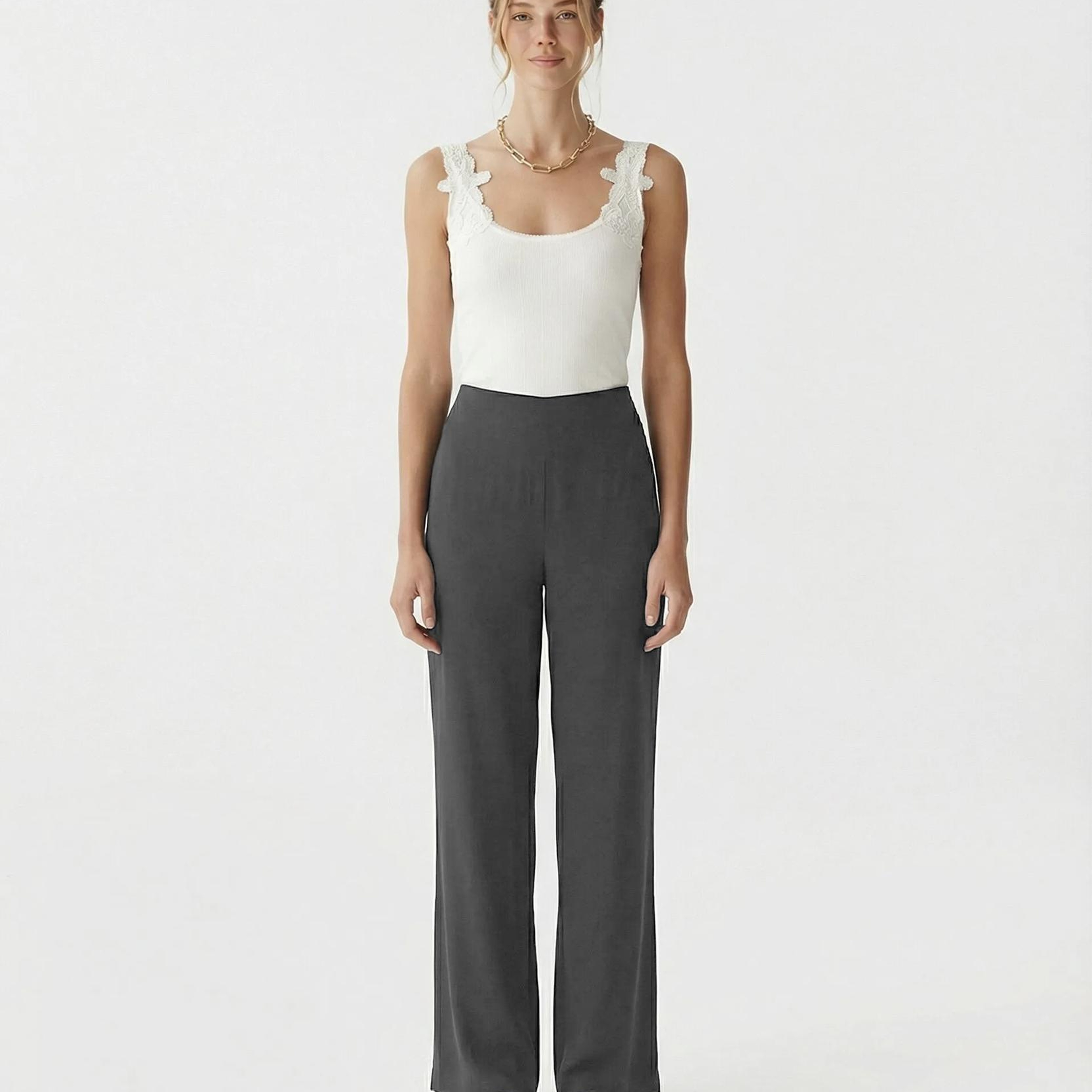 YARGICI Geniş Yüksek Bel Pantolon