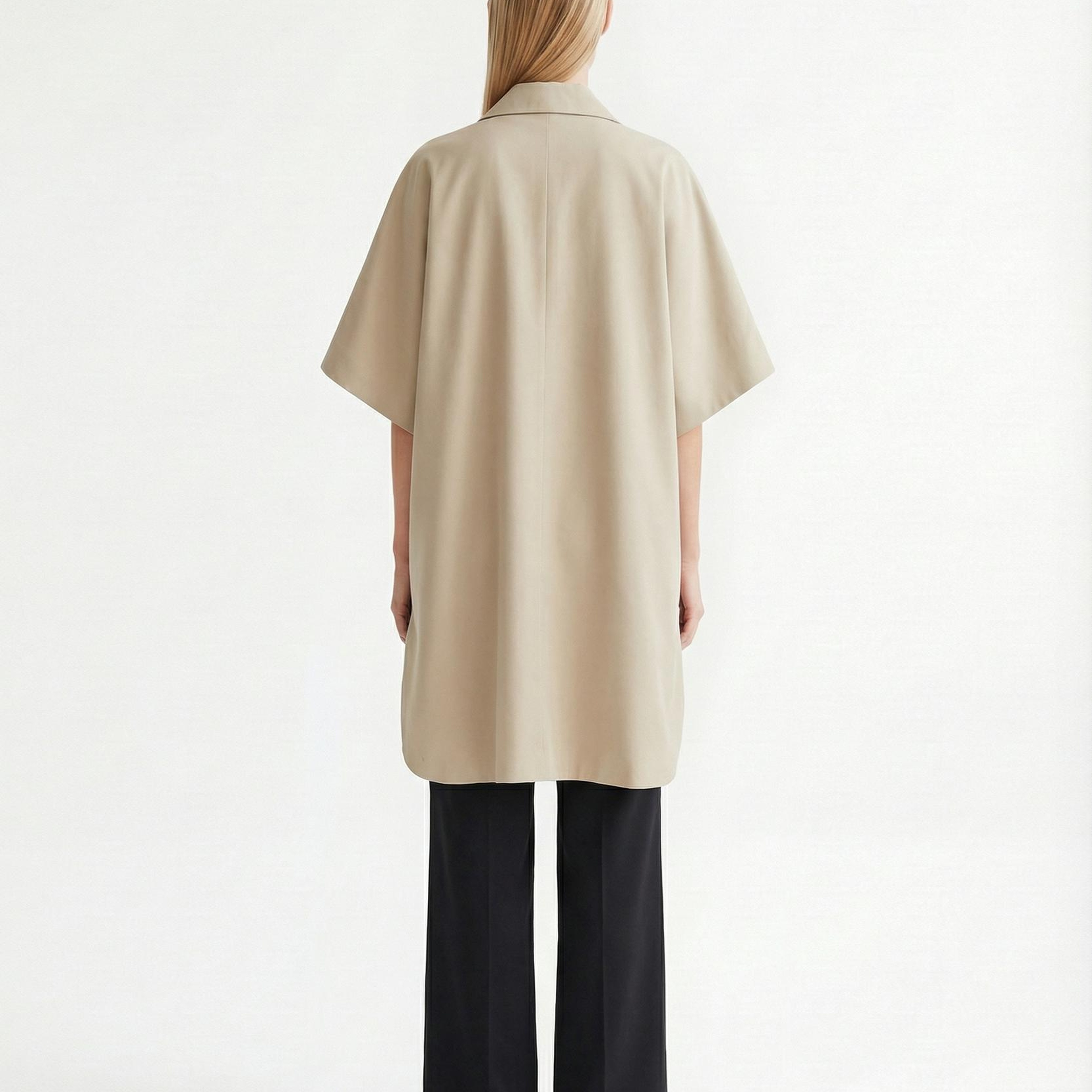 YARGICI Geniş Ceket Yaka Kısa Kol Pardösü