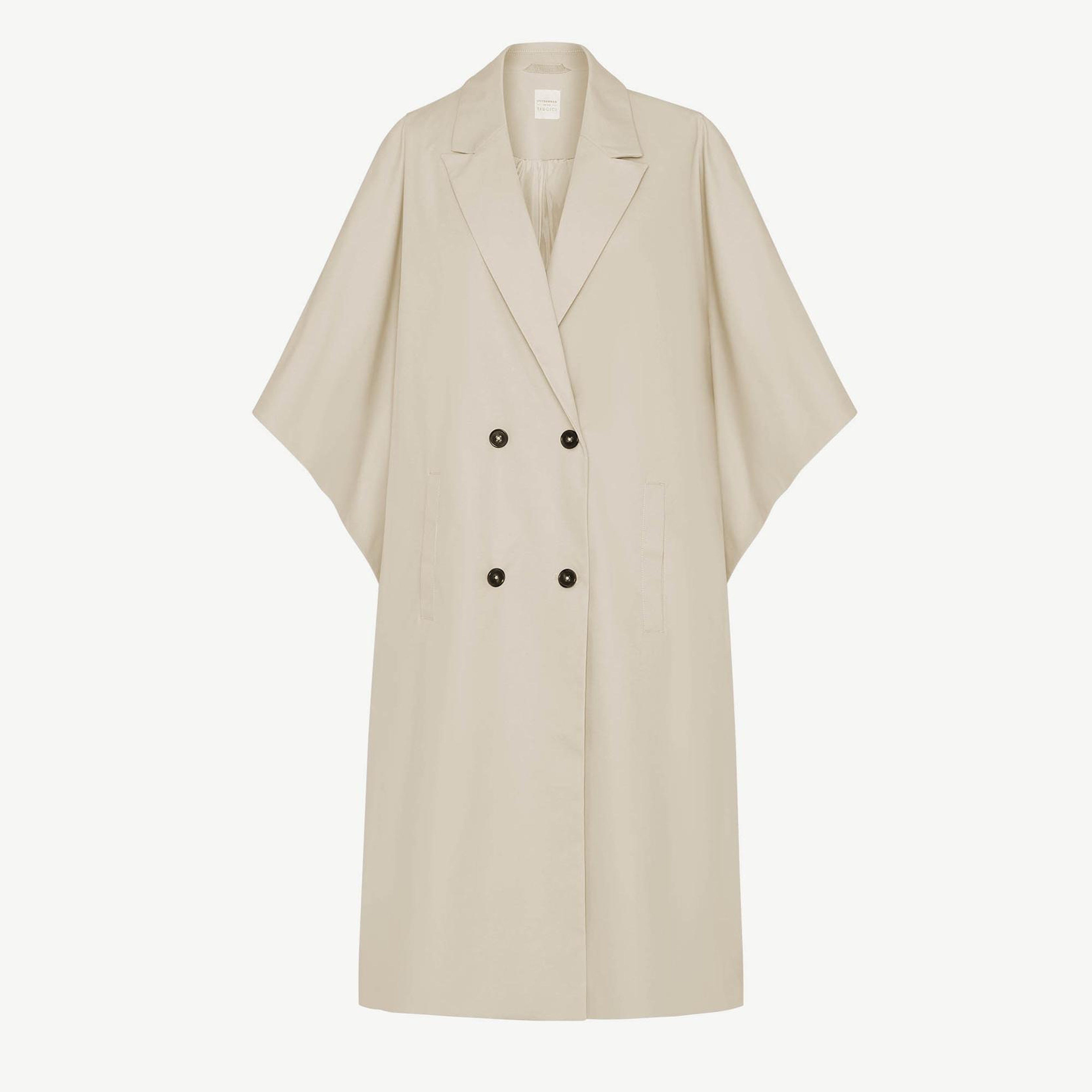 YARGICI Geniş Ceket Yaka Kısa Kol Pardösü