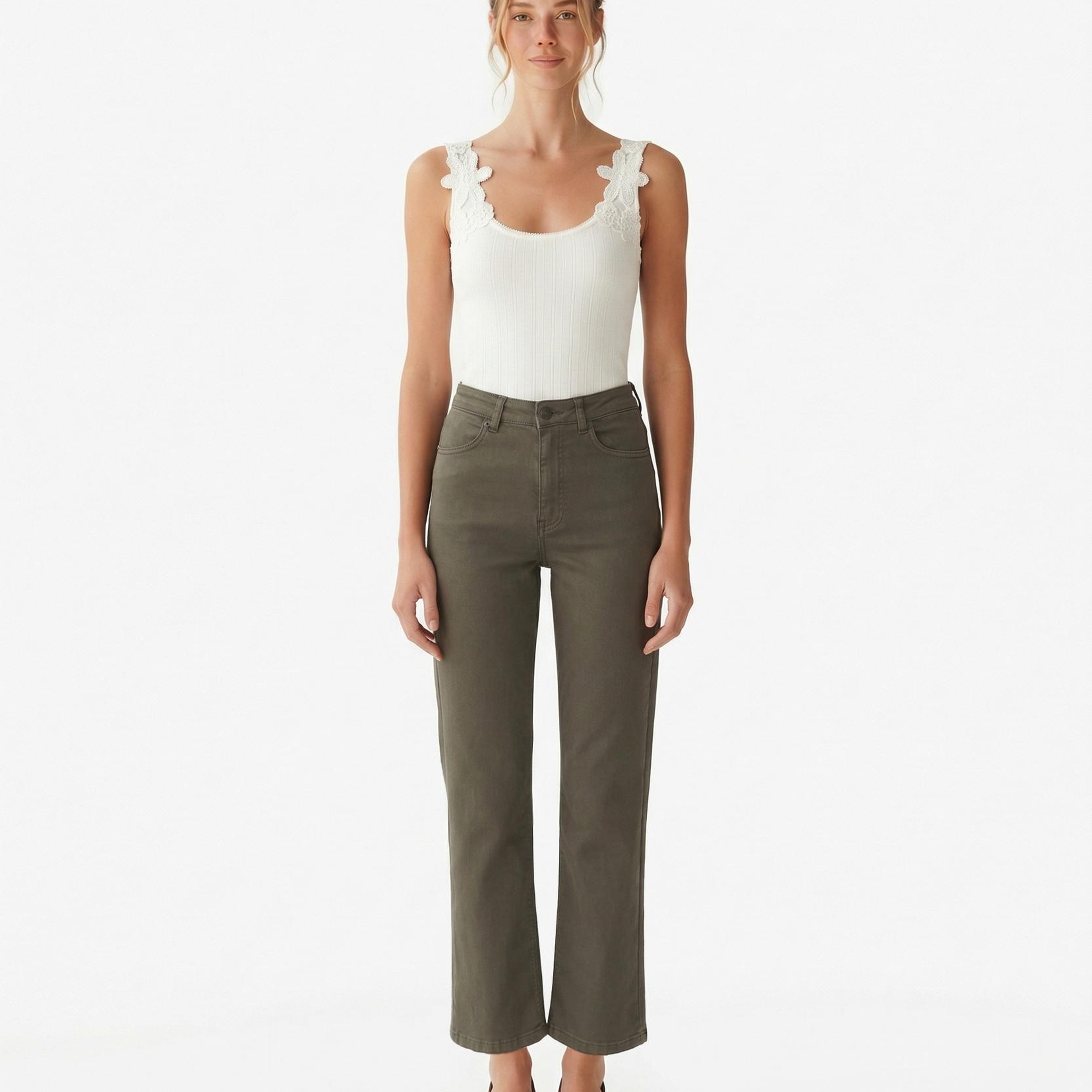 YARGICI Düz Yüksek Bel Pantolon