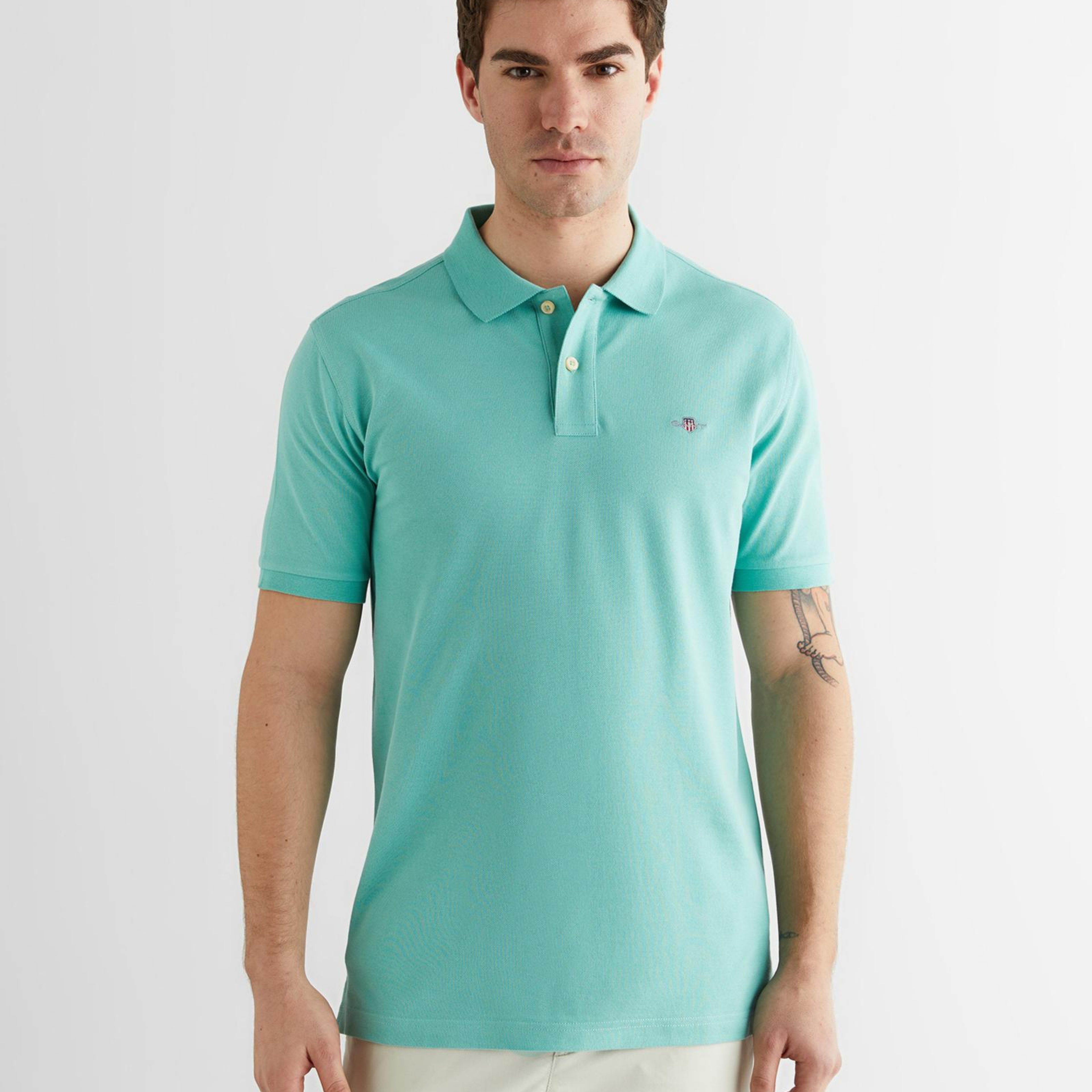 GANT Erkek Mavi Regular Fit Logolu Polo Yaka T-Shirt