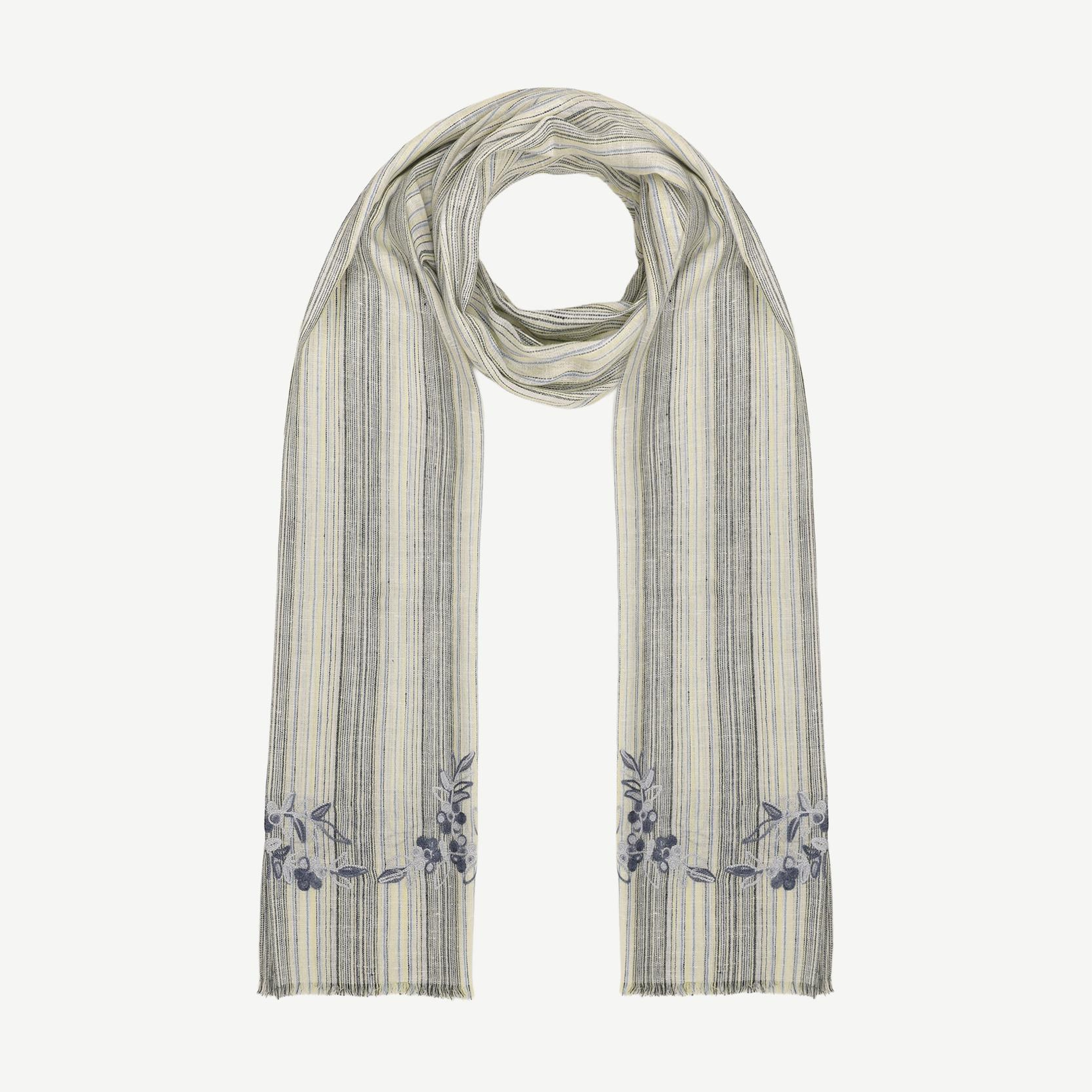 YARGICI Nakış Detaylı Çizgili Şal