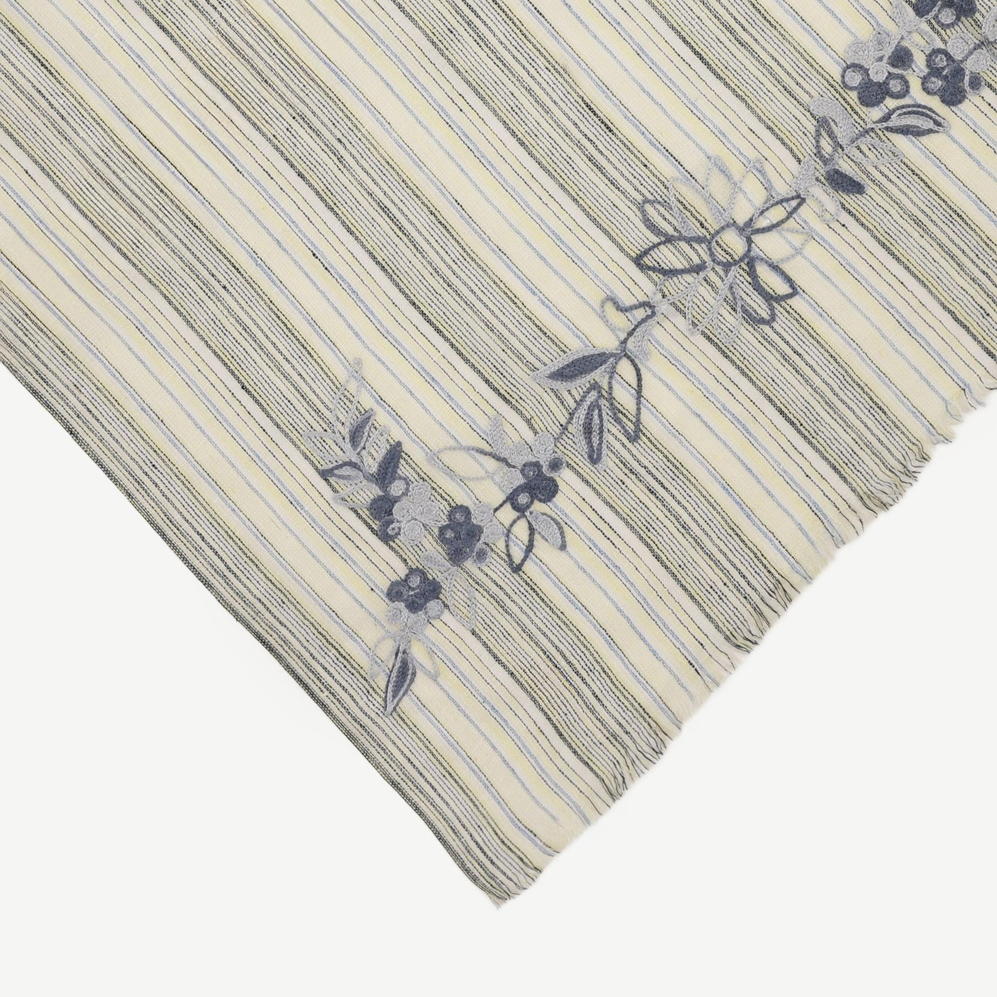 YARGICI Nakış Detaylı Çizgili Şal