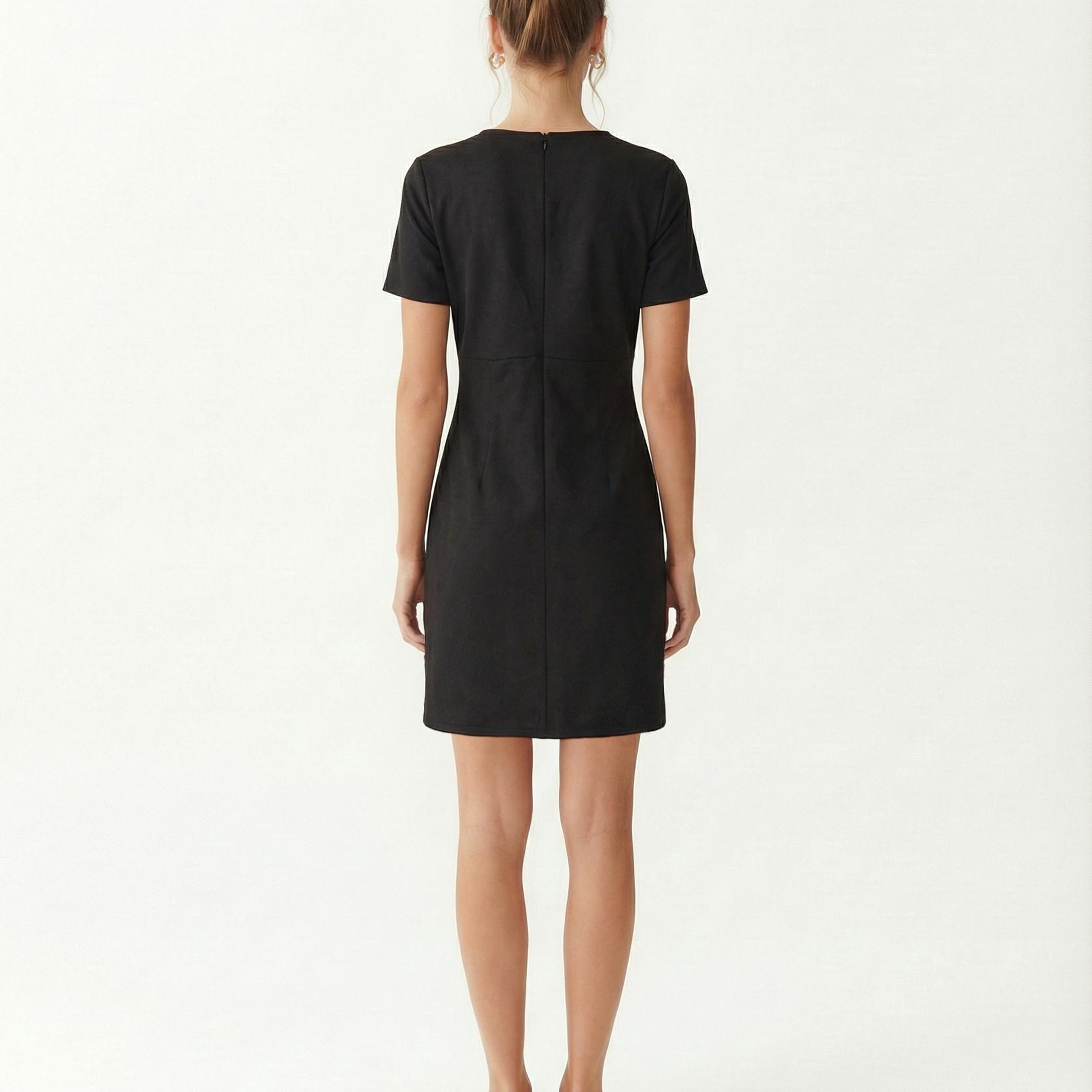 YARGICI Düz Bisiklet Yaka Kısa Kol Elbise