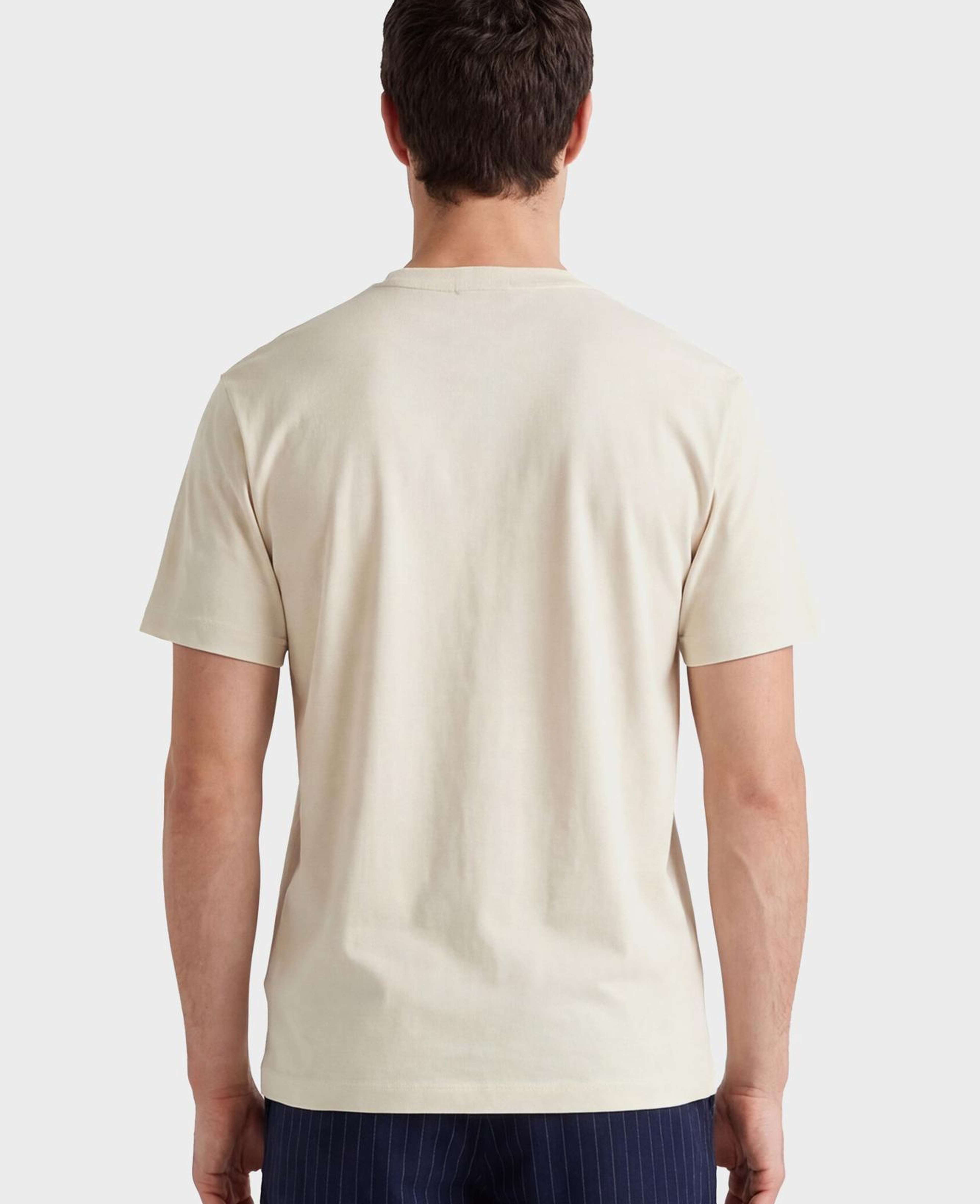 GANT Erkek Krem Bisiklet Yaka Regular Fit Logolu T-Shirt