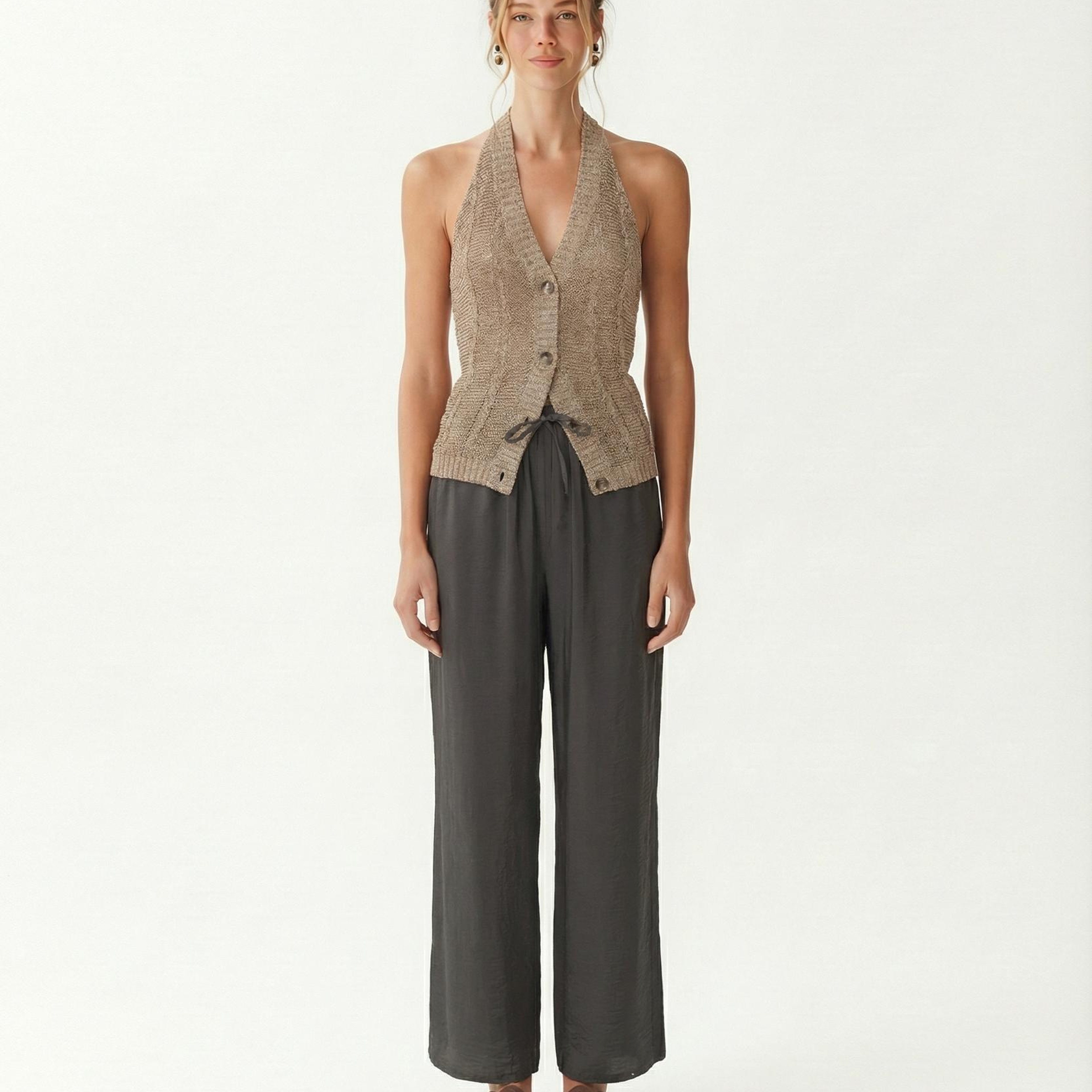 YARGICI Cropped V Yaka Kolsuz Kazak