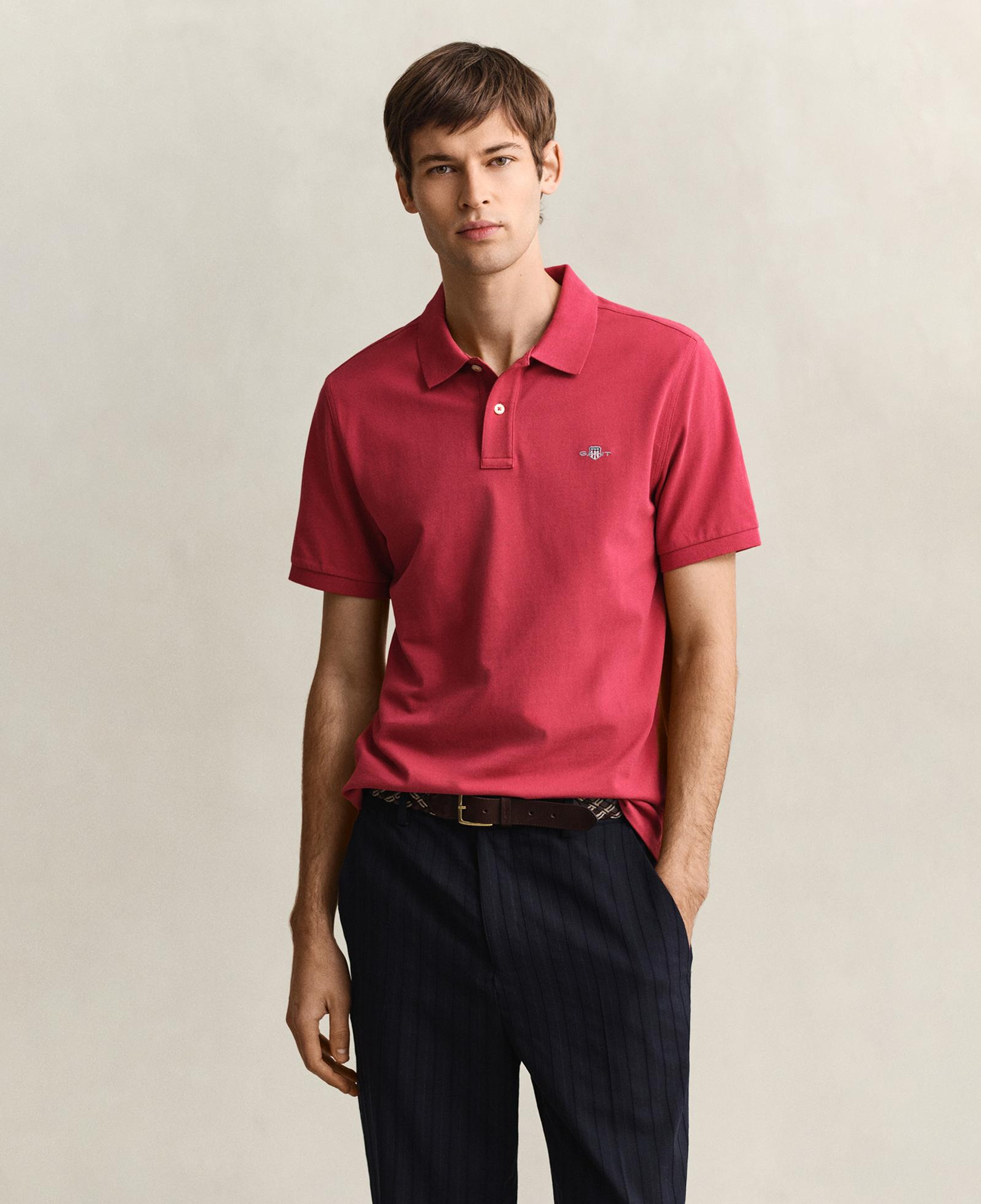 GANT Erkek Kırmızı Regular Fit Logolu Polo Yaka T-Shirt