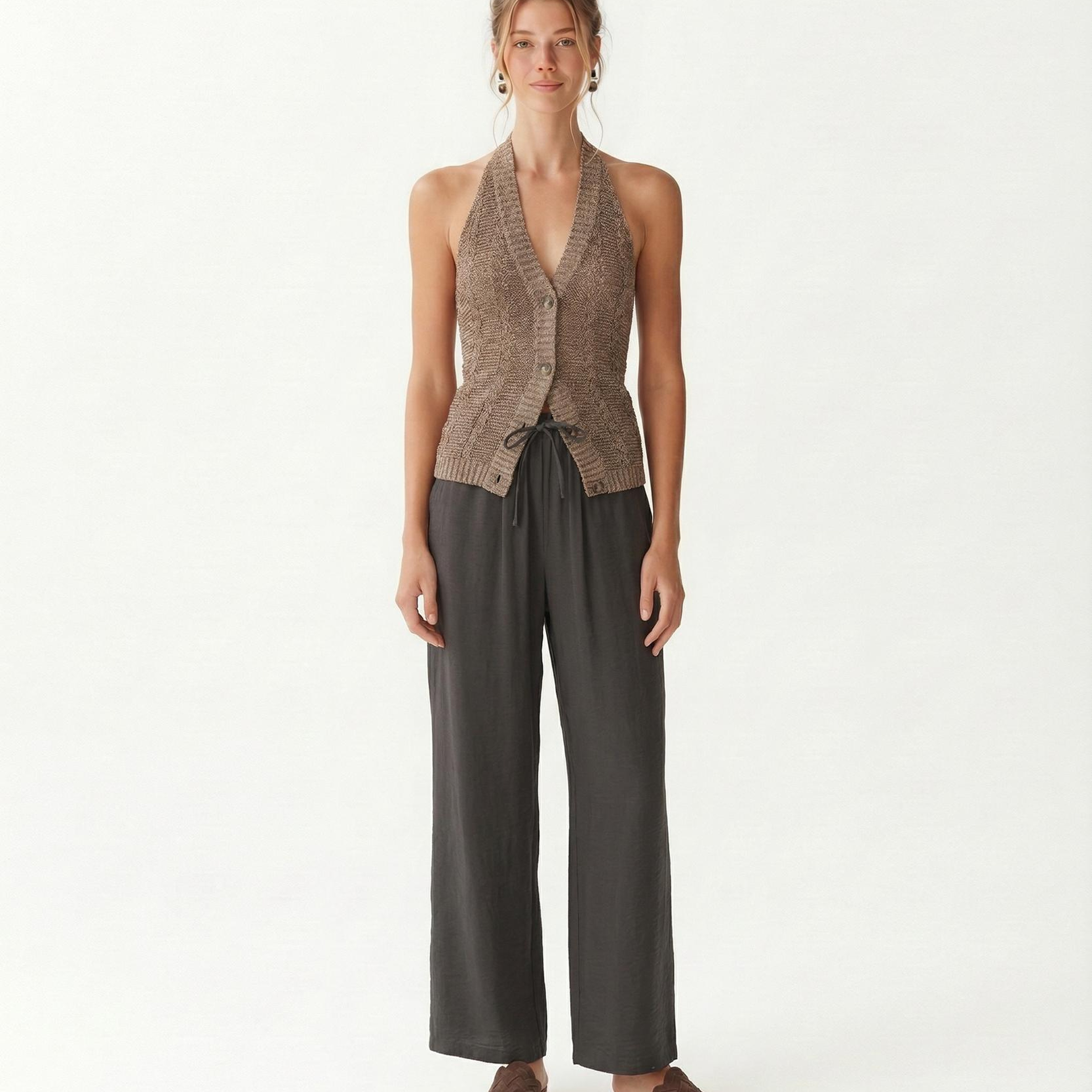 YARGICI Cropped V Yaka Kolsuz Kazak