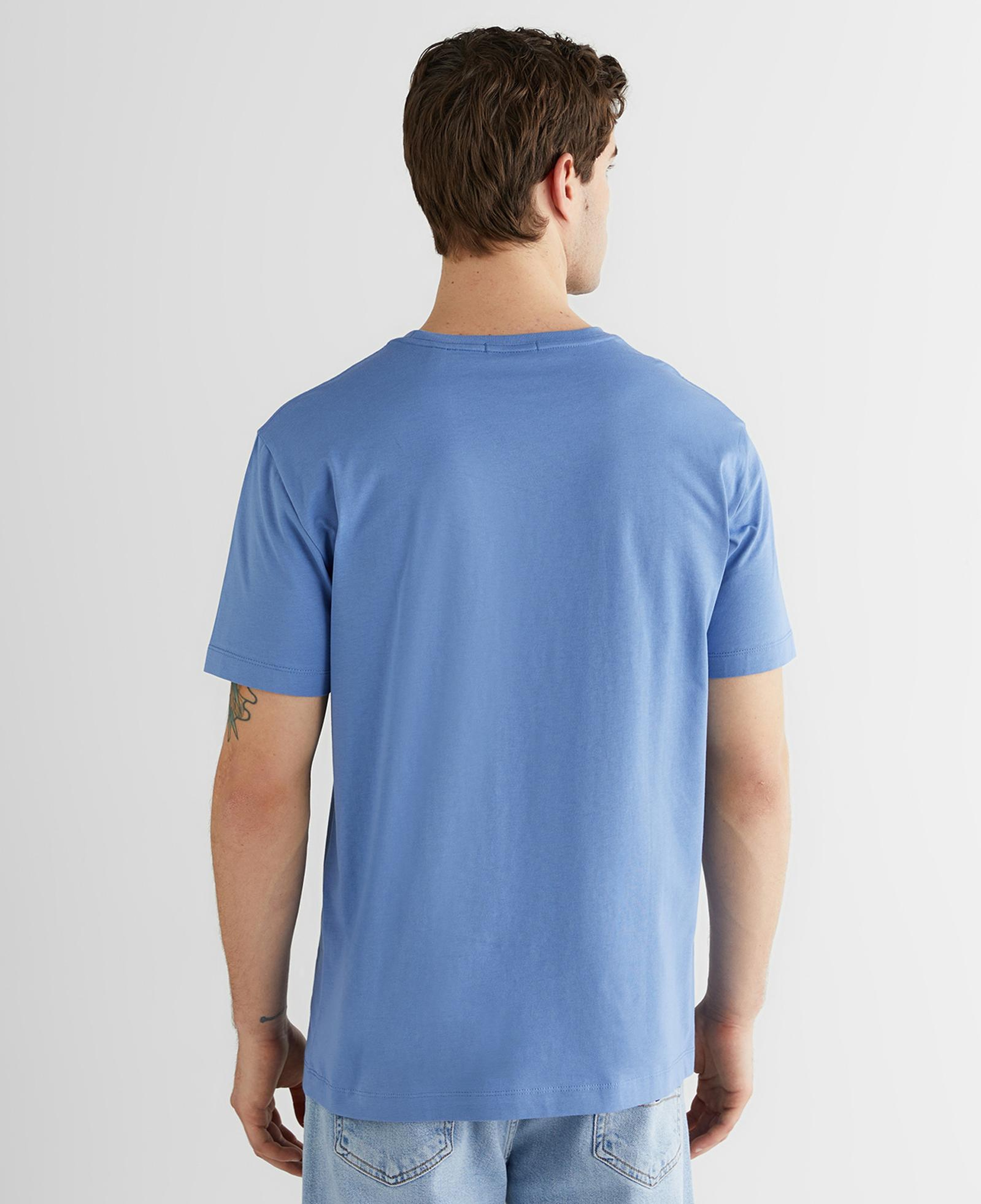 GANT Erkek Mavi Bisiklet Yaka Regular Fit Logolu T-Shirt