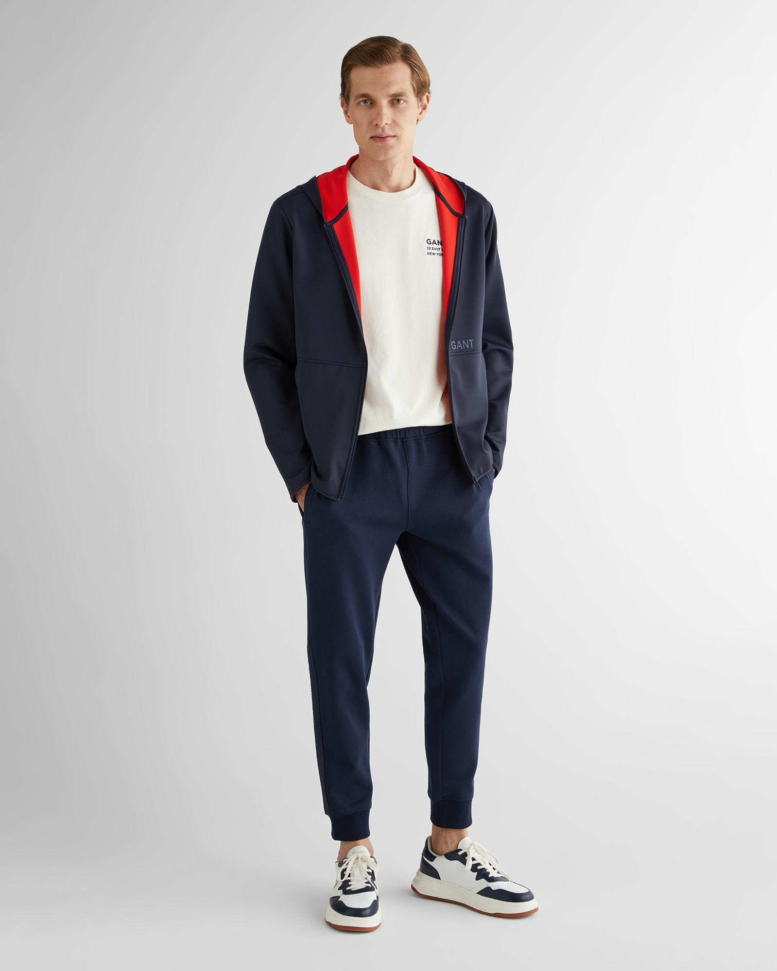 GANT Erkek Lacivert Slim Fit Kapüşonlu Sweatshirt