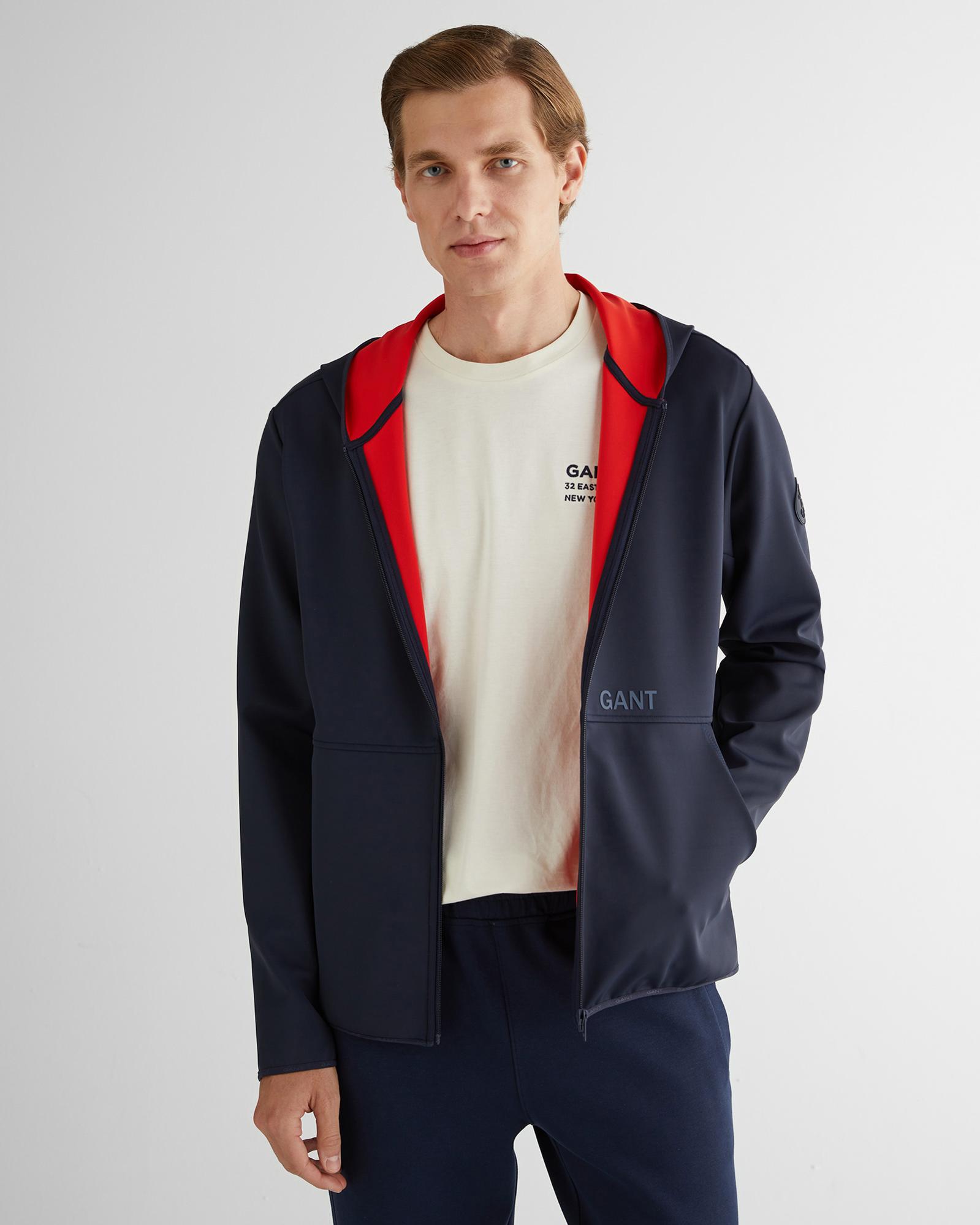 GANT Erkek Lacivert Slim Fit Kapüşonlu Sweatshirt