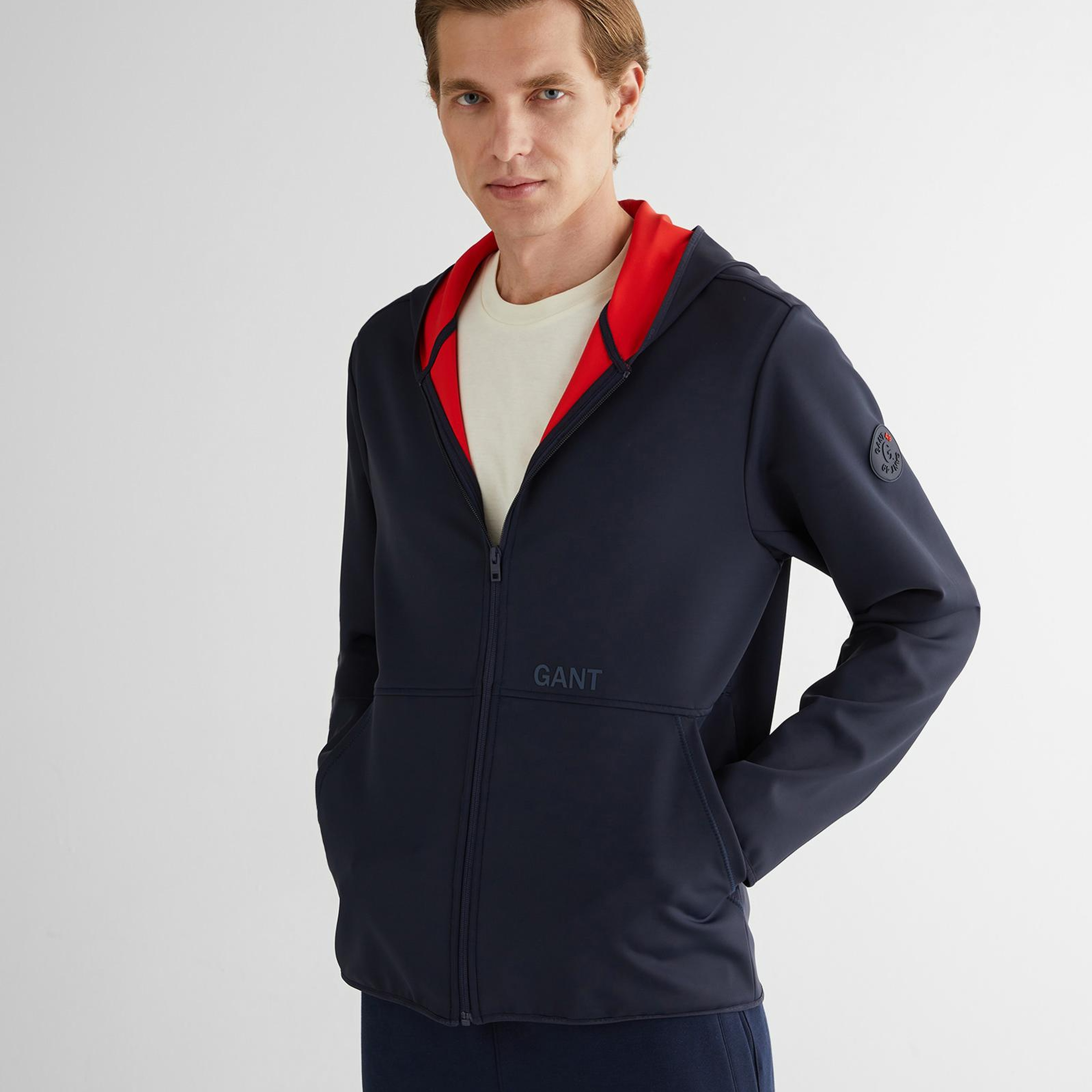GANT Erkek Lacivert Slim Fit Kapüşonlu Sweatshirt