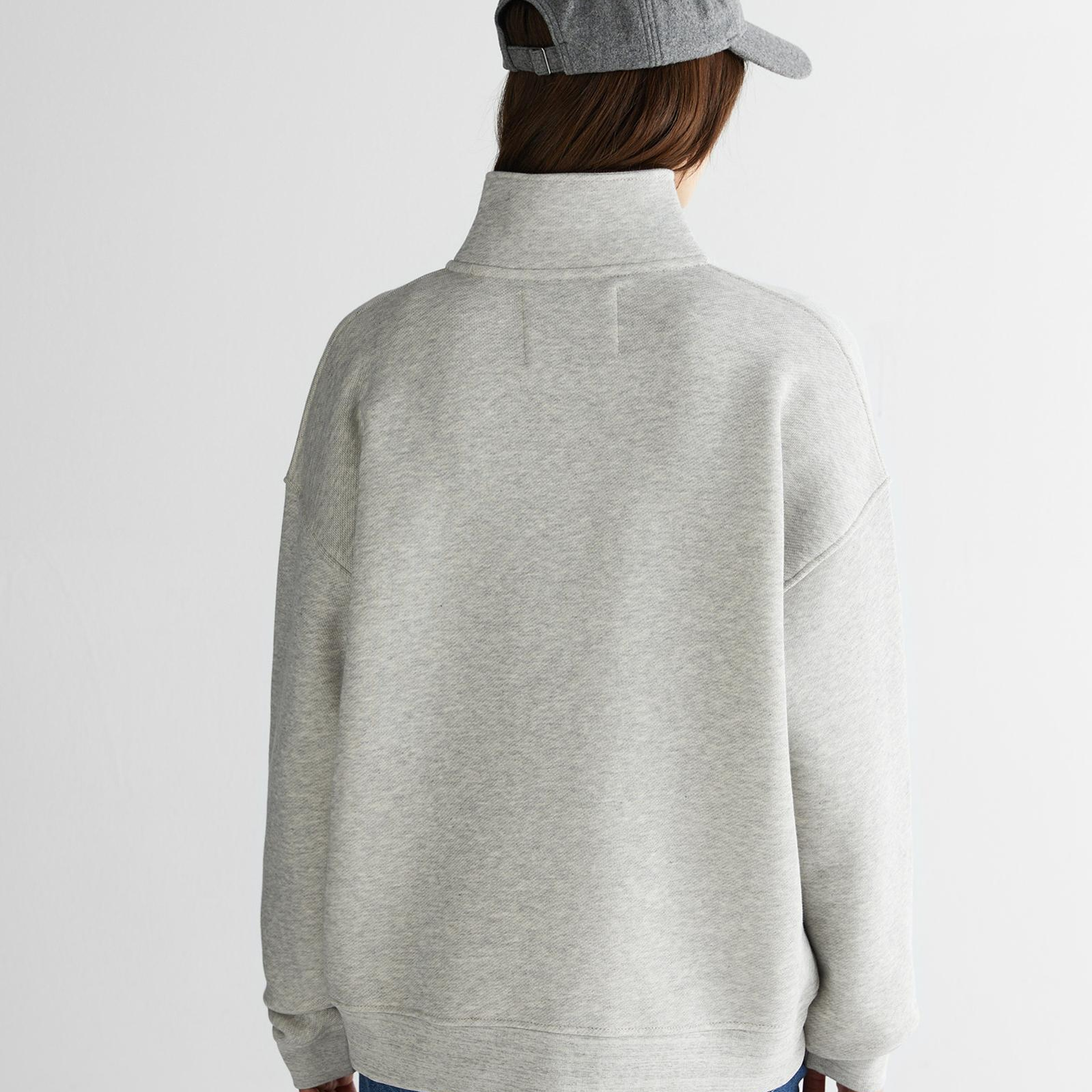 GANT Kadın Gri Relaxed Fit Düğmeli Yaka Sweatshirt