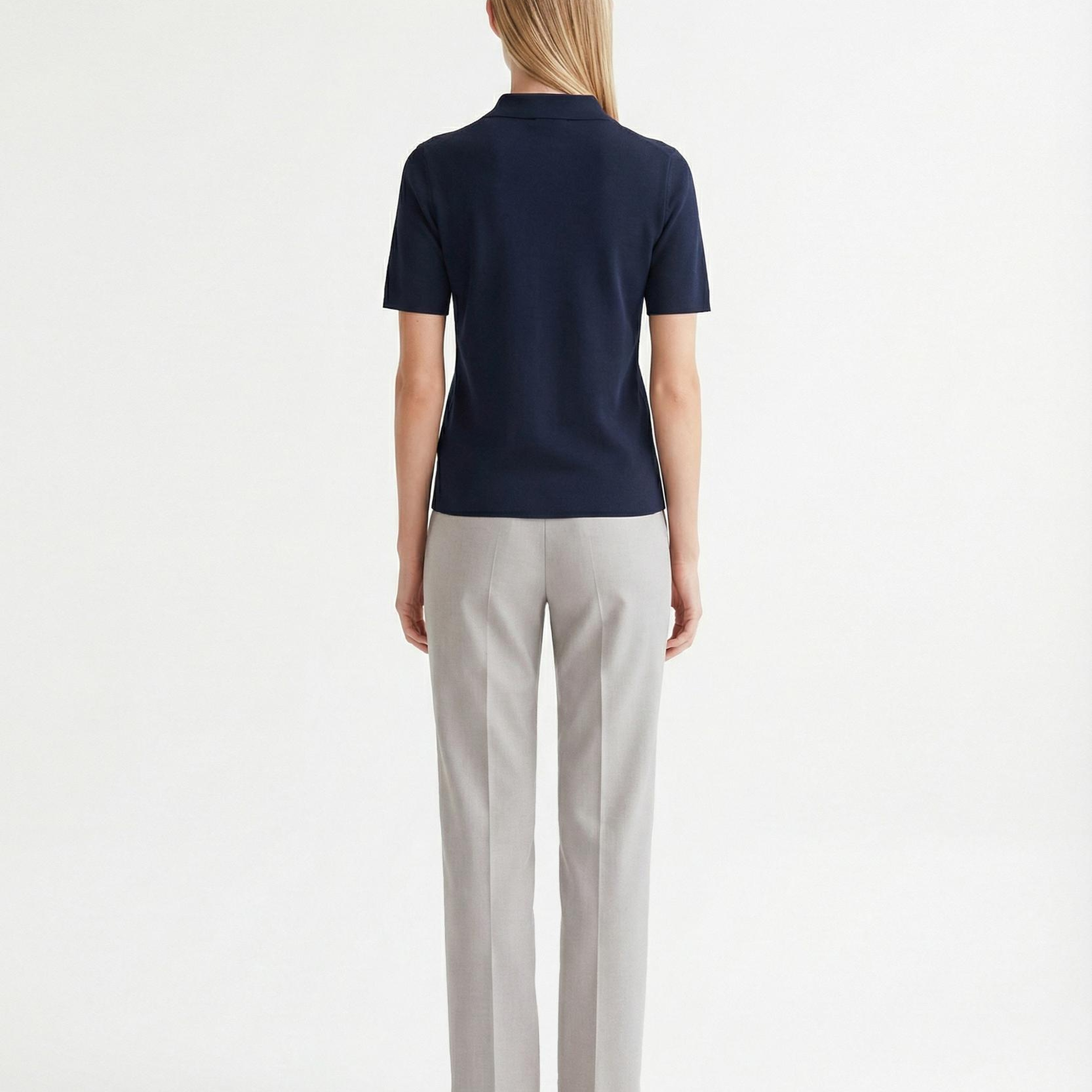 YARGICI Cropped Polo Yaka Kısa Kol Kazak