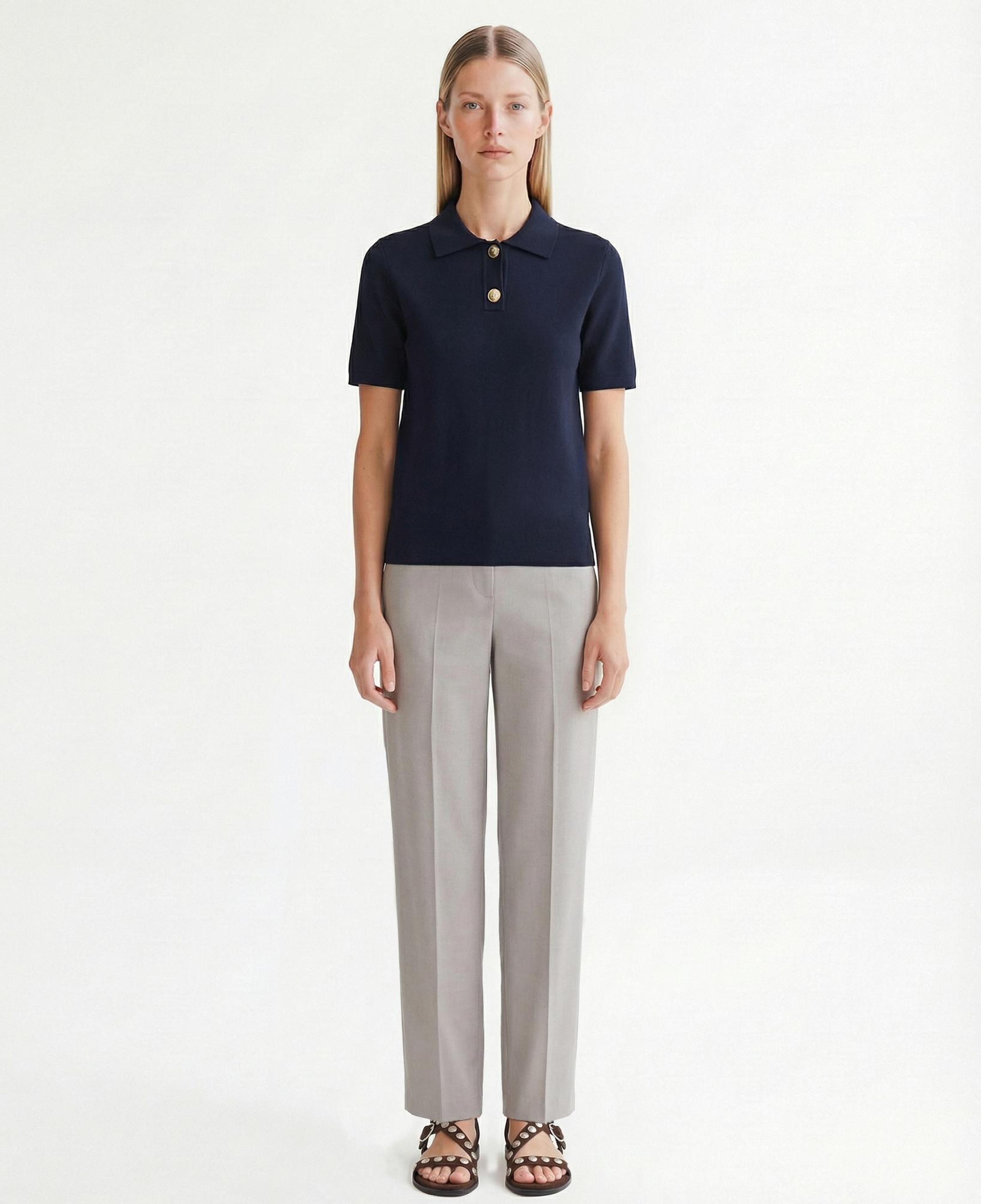 YARGICI Cropped Polo Yaka Kısa Kol Kazak