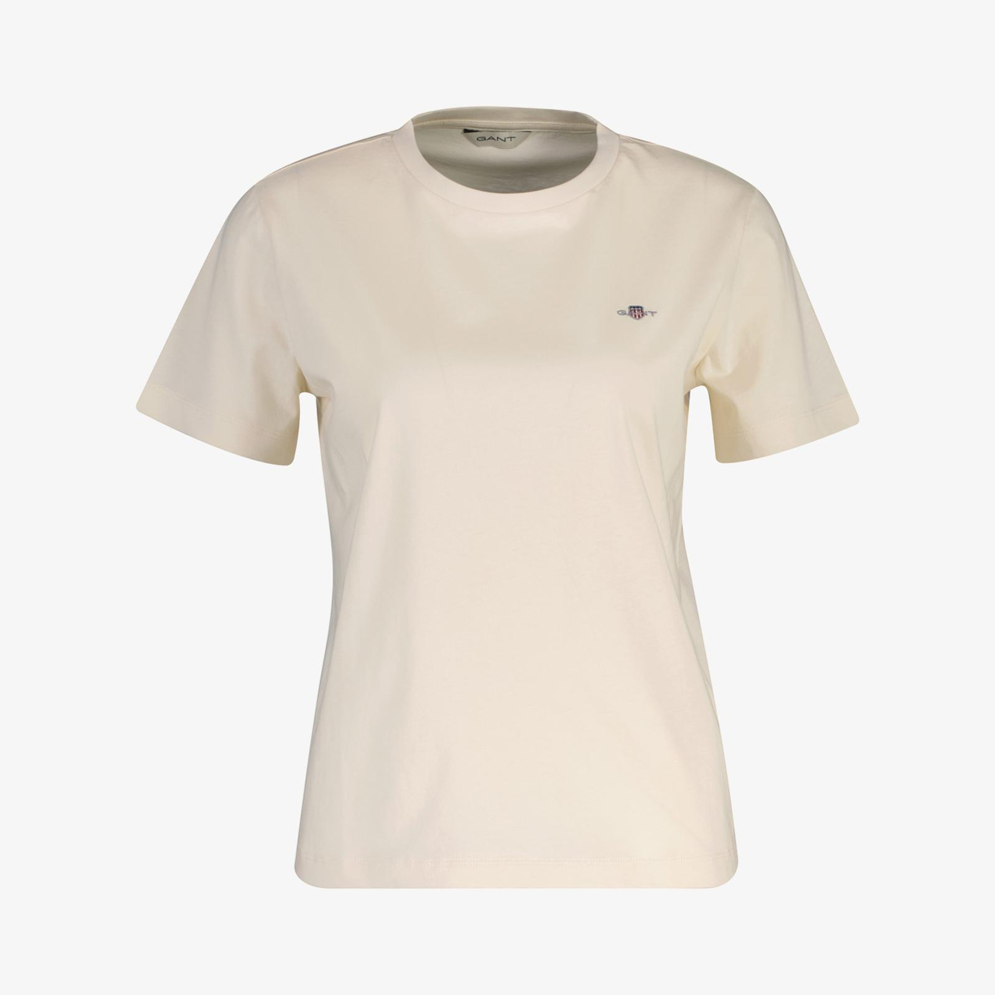 GANT Kadın Krem Bisiklet Yaka Regular Fit Logolu T-Shirt