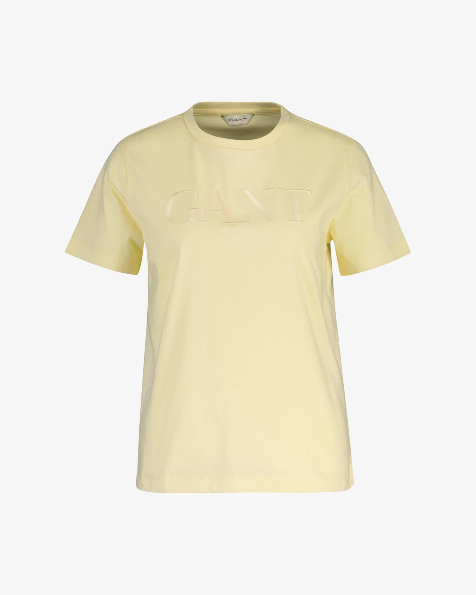 GANT Kadın Sarı Bisiklet Yaka Regular Fit T-Shirt