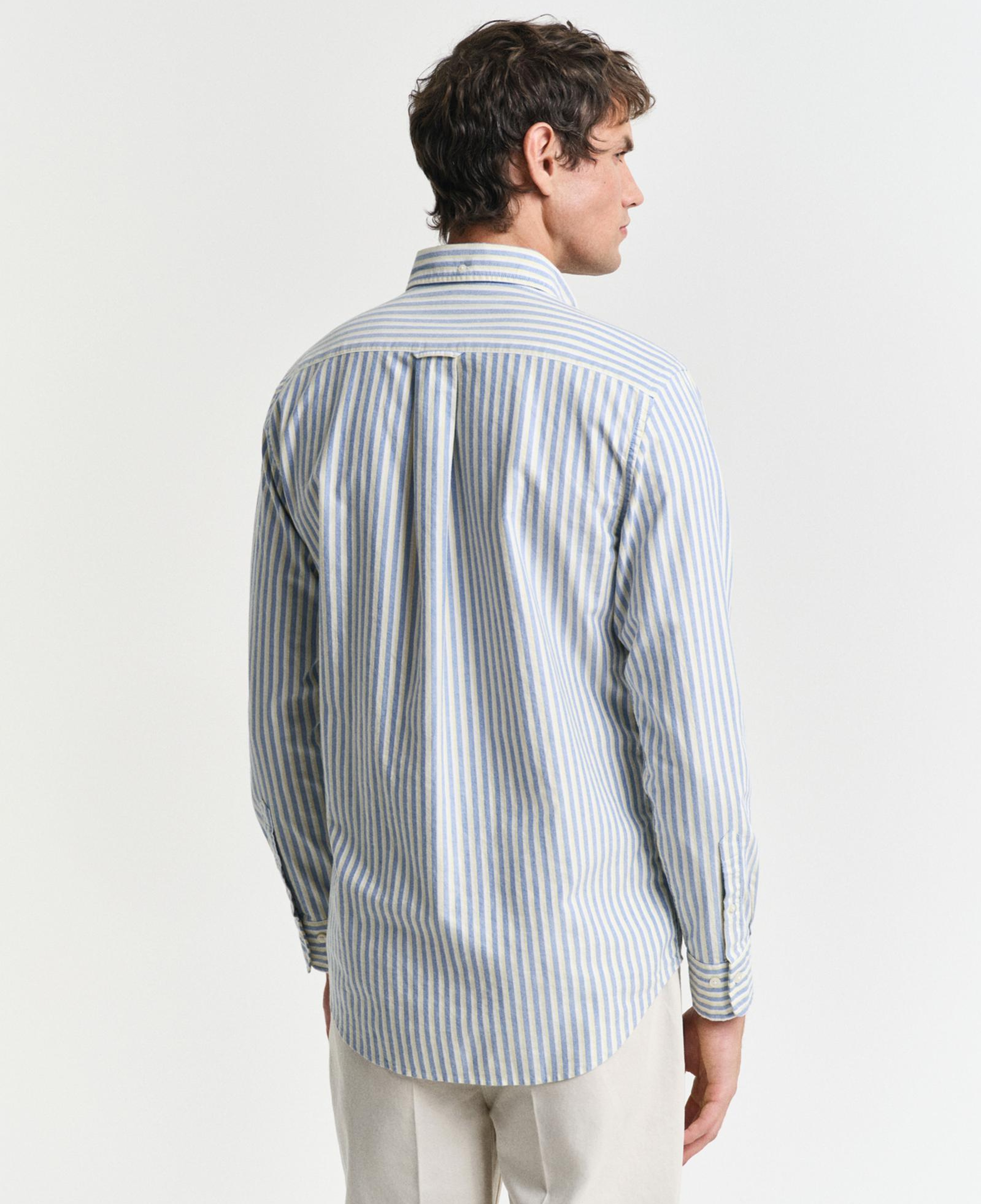 GANT Erkek Mavi Regular Fit Çizgili Logolu Gömlek