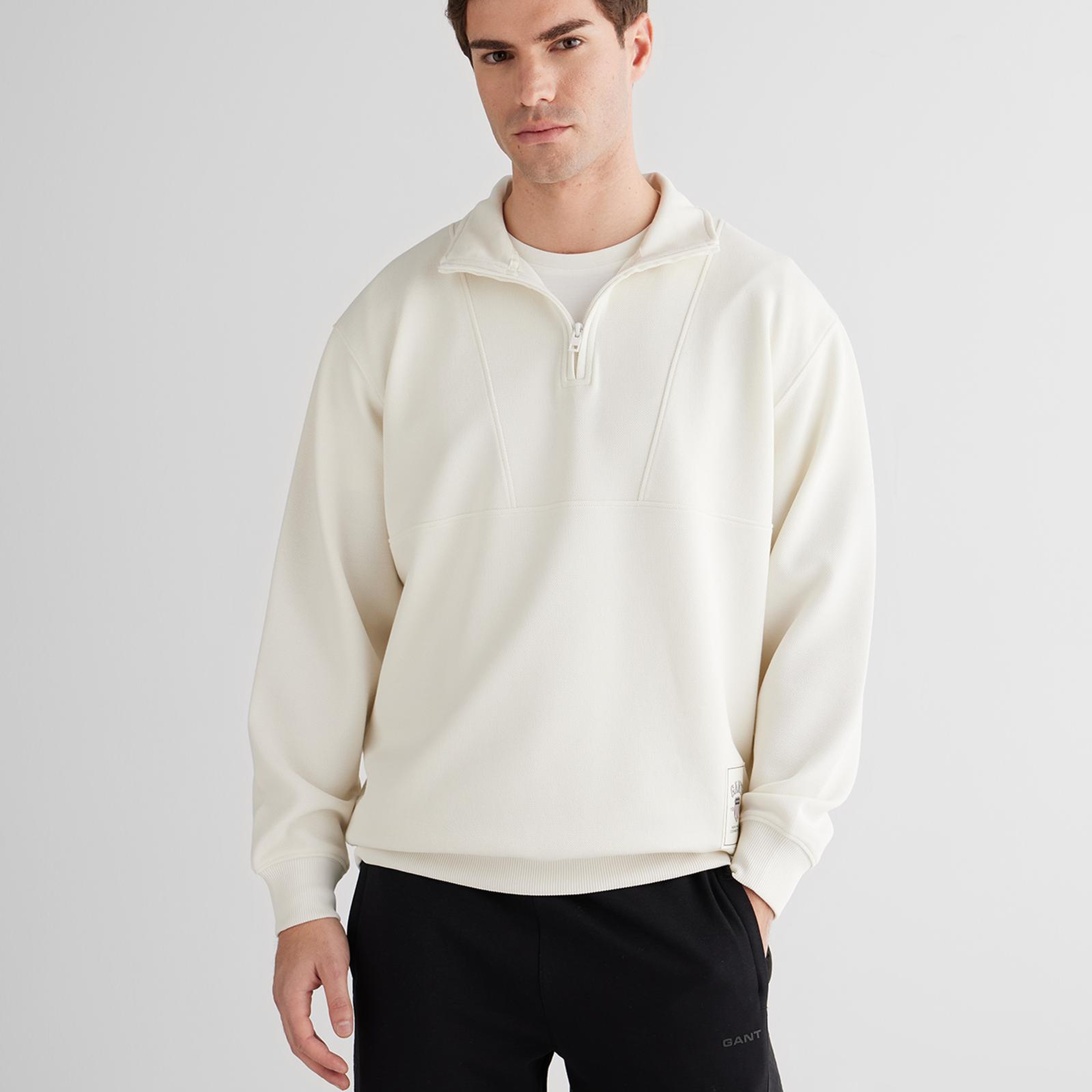 GANT Erkek Krem Relaxed Fit Sweatshirt