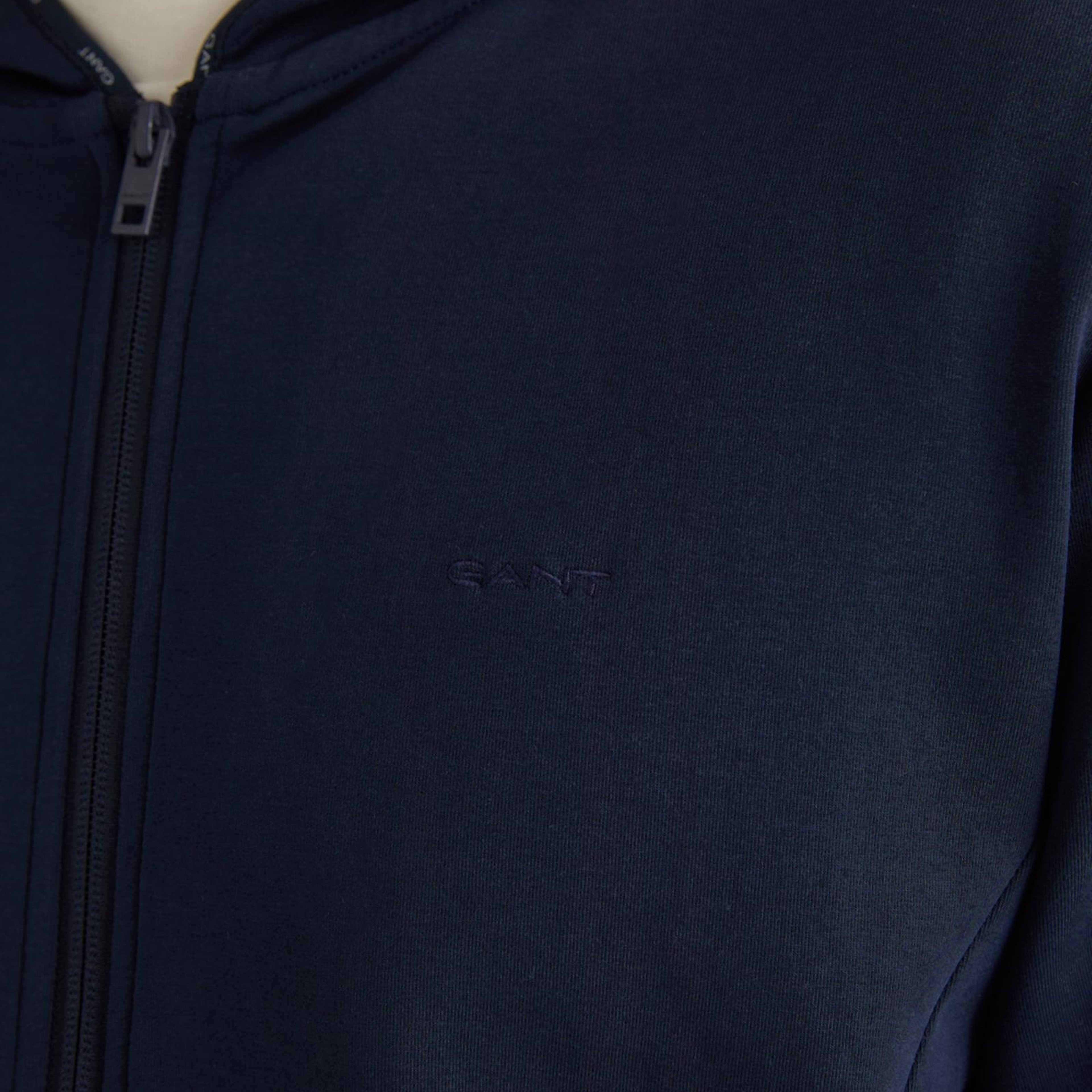 GANT Erkek Lacivert Regular Fit Fermuarlı Logolu Sweatshirt