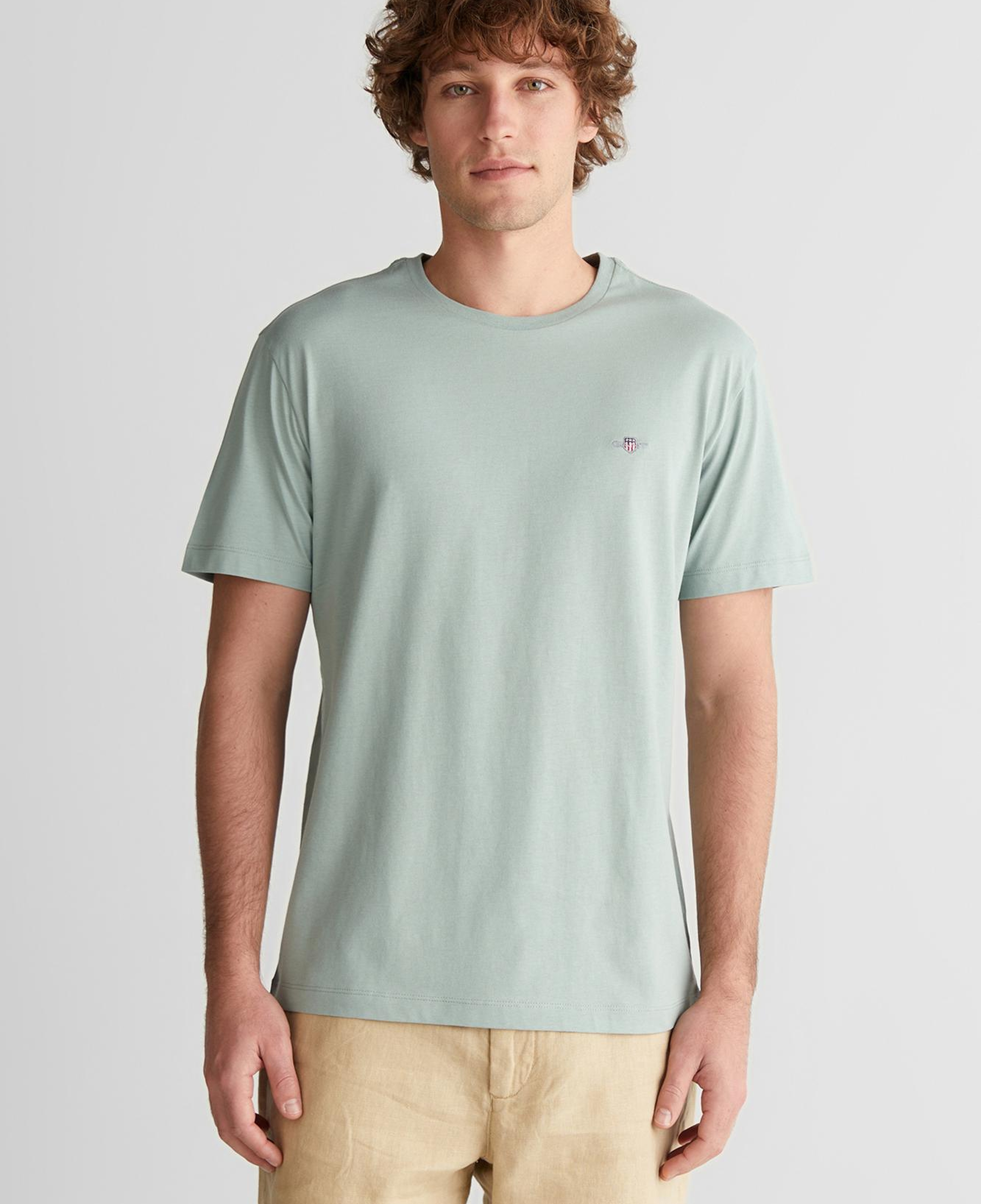 GANT Erkek Yeşil Bisiklet Yaka Regular Fit Logolu T-Shirt