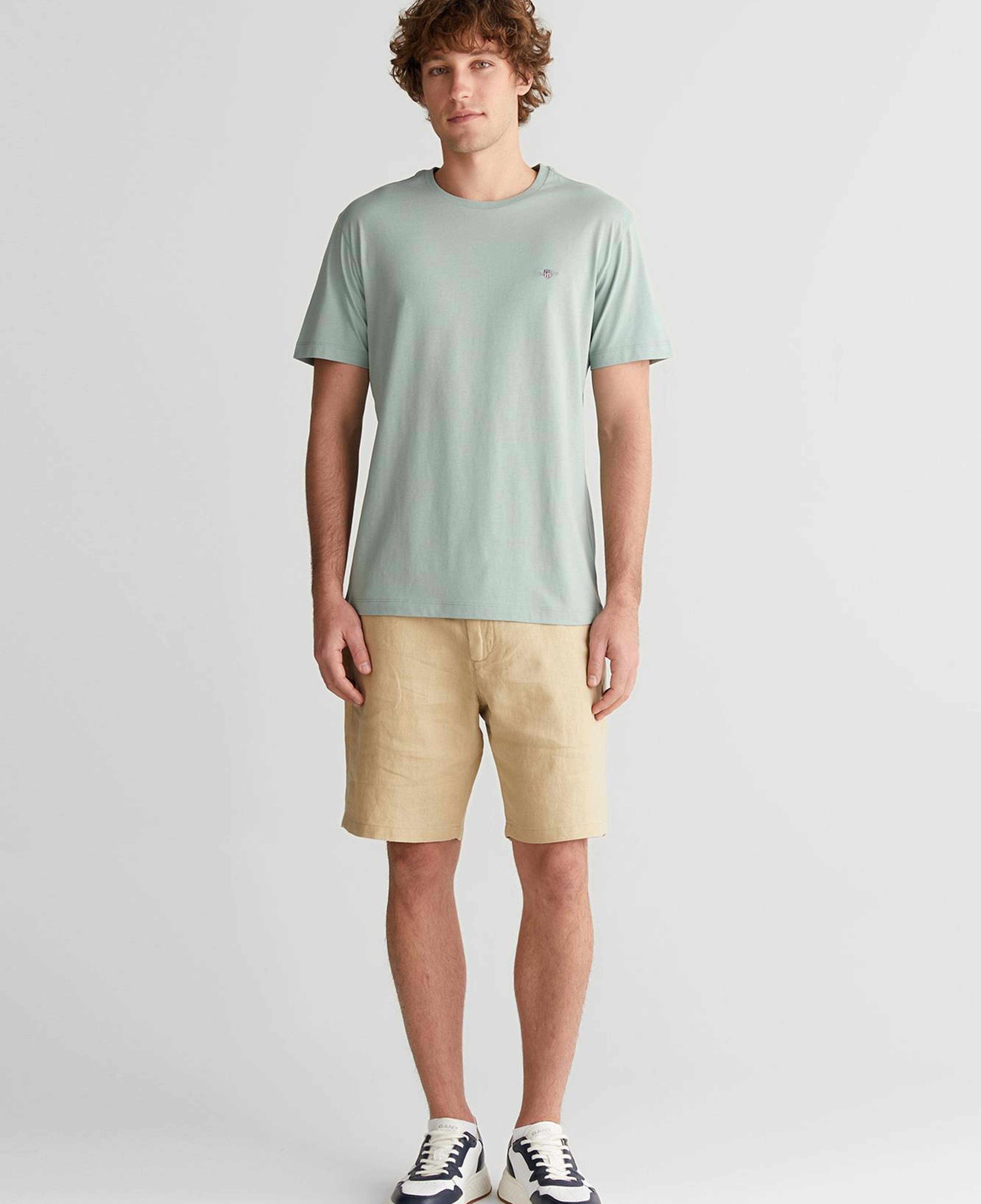 GANT Erkek Yeşil Bisiklet Yaka Regular Fit Logolu T-Shirt