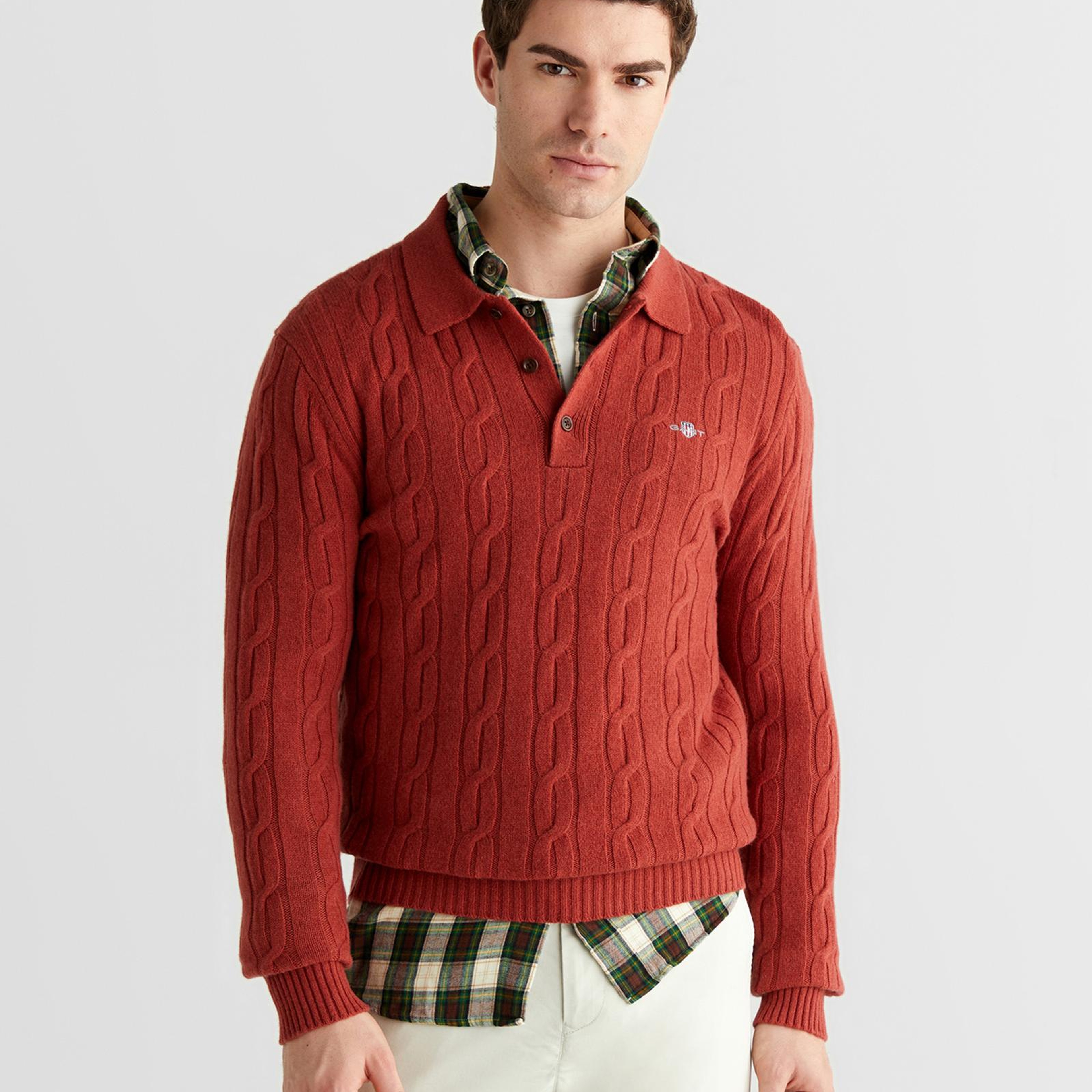 GANT Erkek Kırmızı Regular Fit Polo Yaka Triko