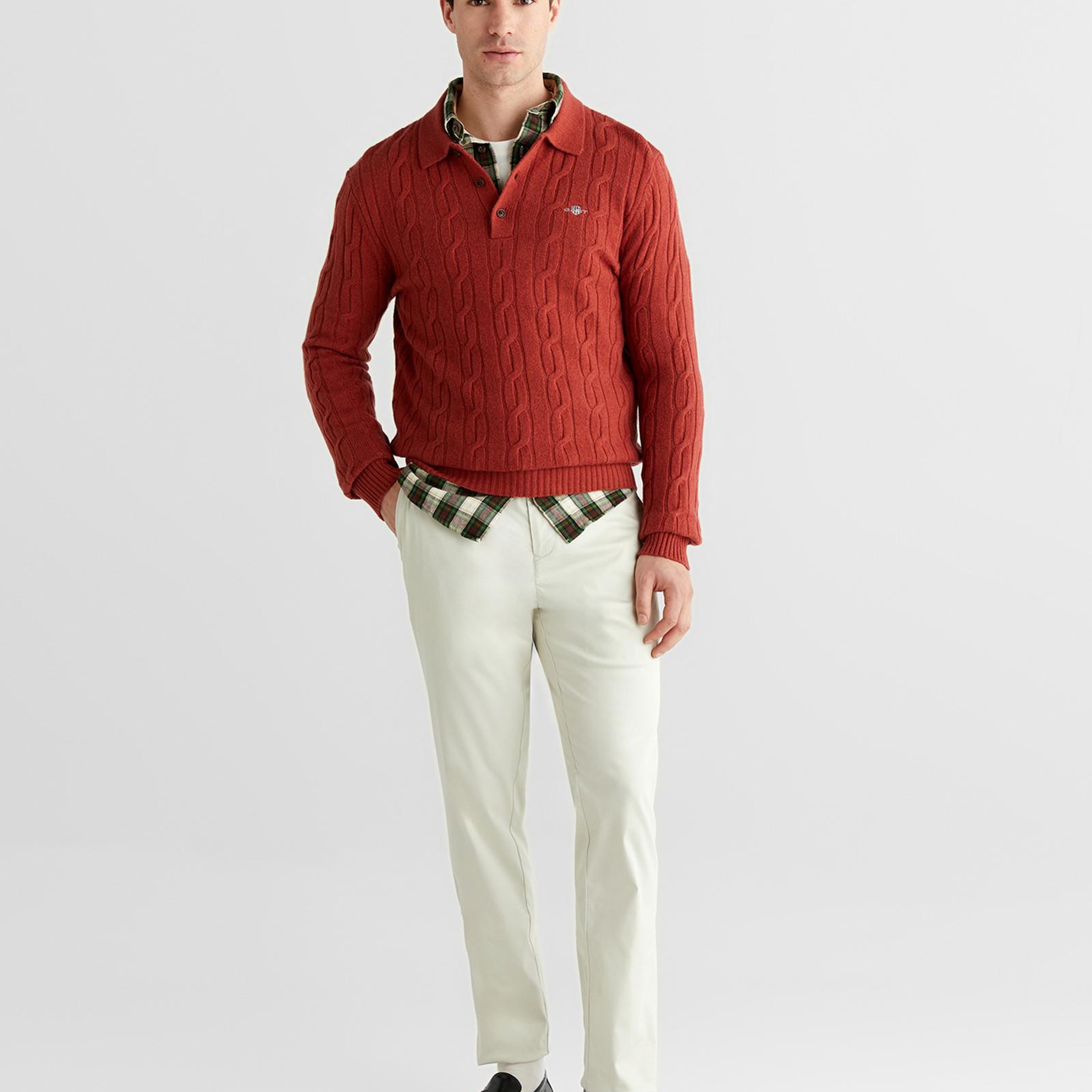 GANT Erkek Kırmızı Regular Fit Polo Yaka Triko