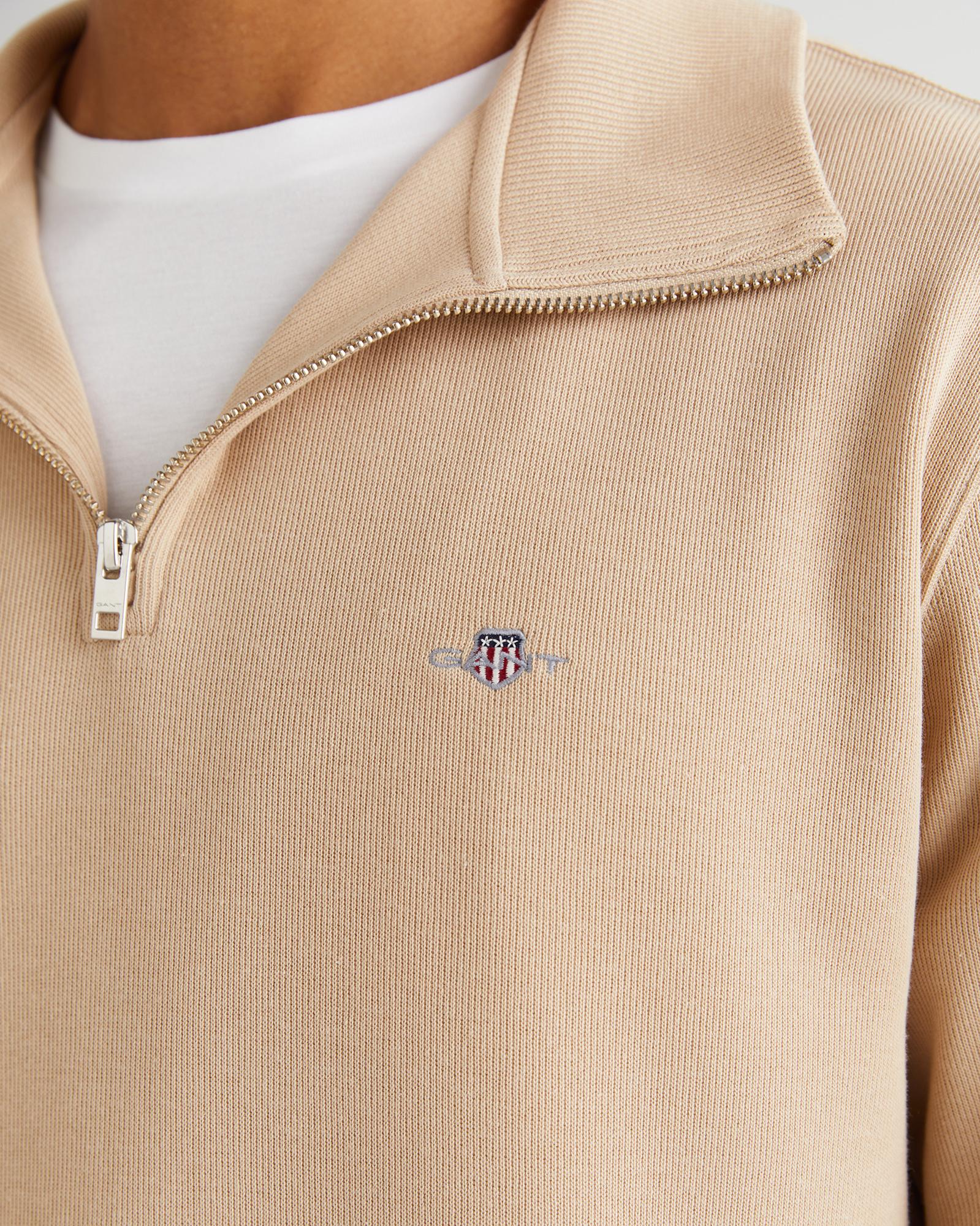 GANT Erkek Bej Regular Fit Yarım Fermuarlı Sweatshirt
