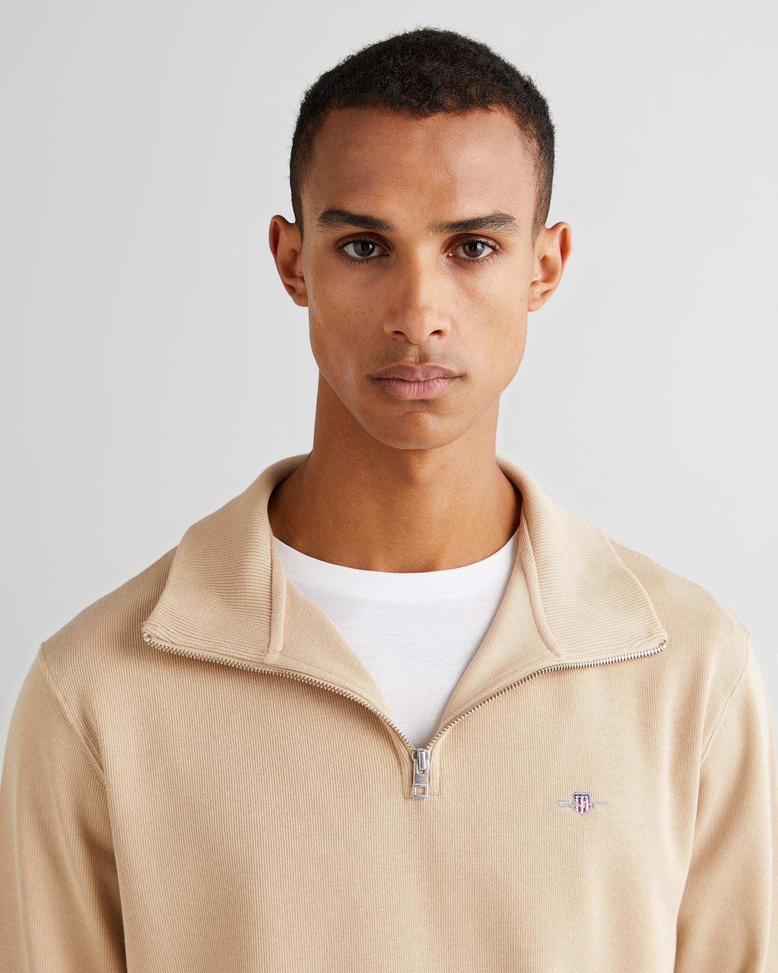 GANT Erkek Bej Regular Fit Yarım Fermuarlı Sweatshirt