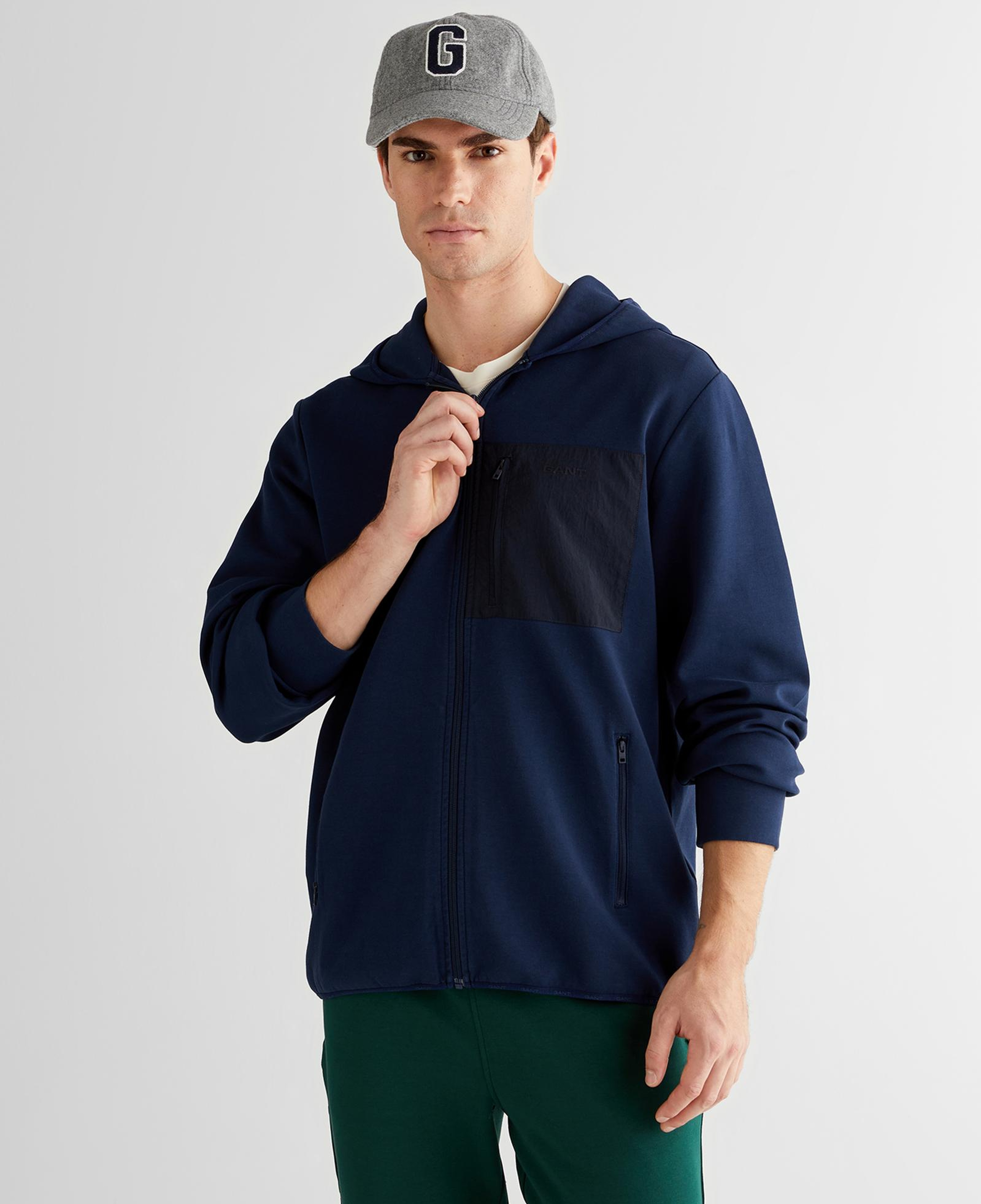 GANT Erkek Lacivert Regular Fit Kapüşonlu Sweatshirt